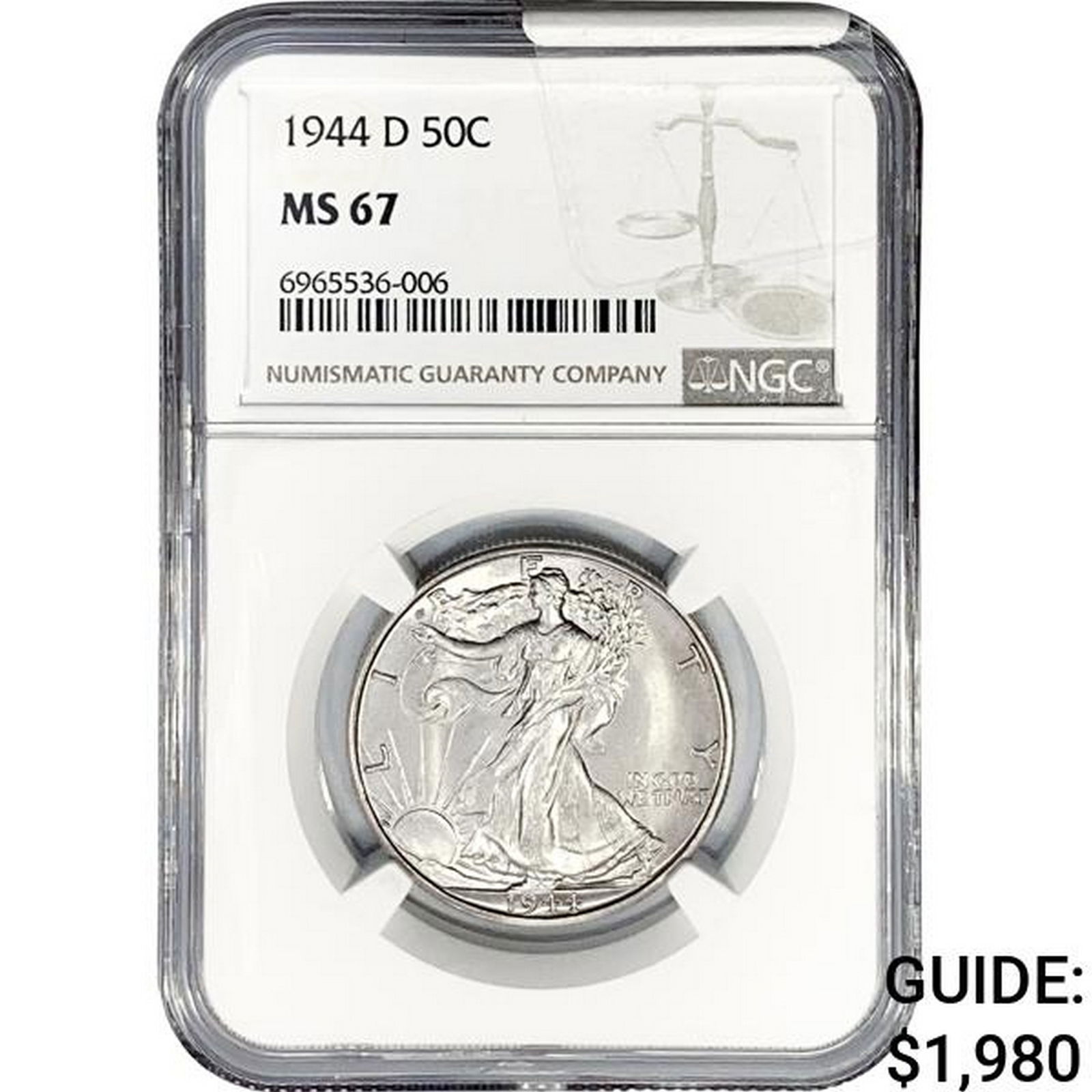1944-D Walking Liberty Half Dollar NGC MS67 (1 of 2)