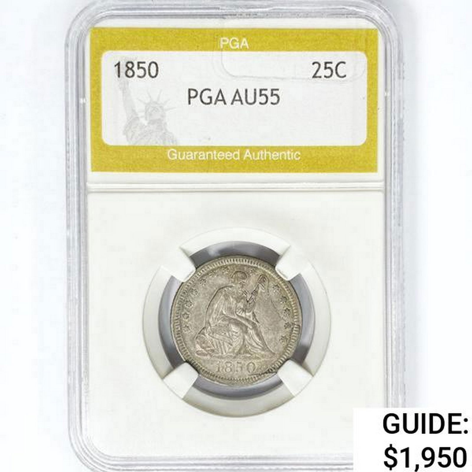 1850 Seated Liberty Quarter PGA AU55 (1 of 2)