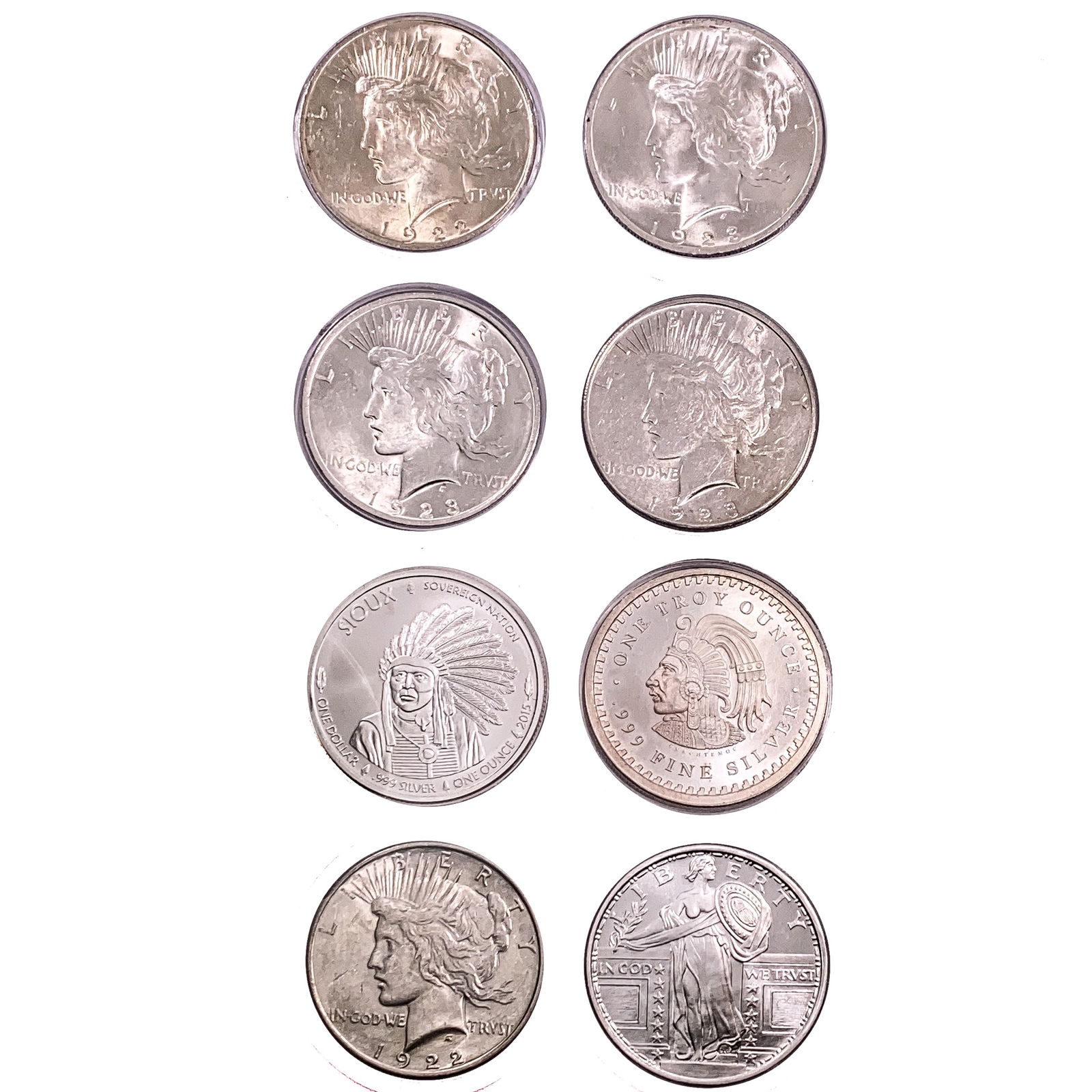 1922-1923 Unc US Silver Peace Dollars [6 Coins] (1 of 2)