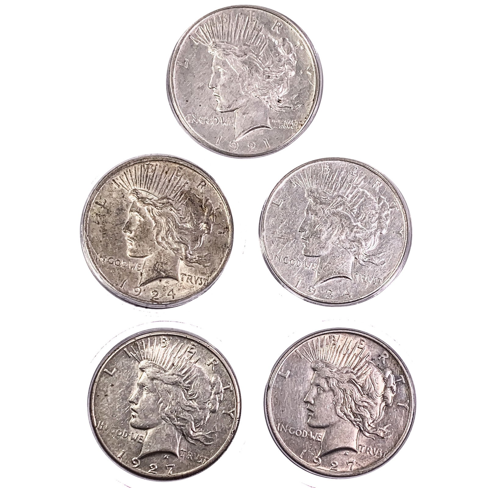 1921-1927 Better Date US Silver Peace Dollars [5 C (1 of 2)