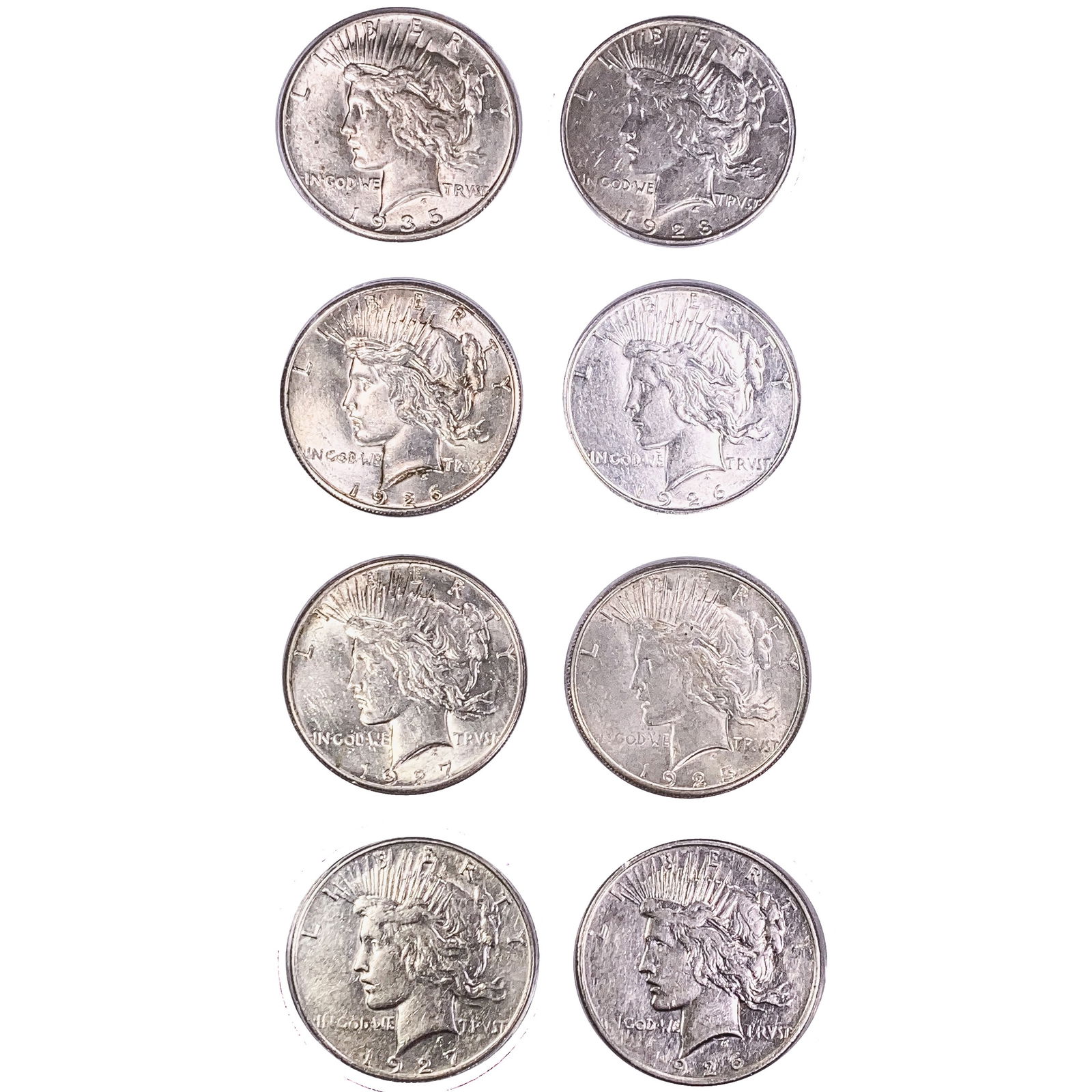 1925-1935 Better Date US Silver Peace Dollars [9 C (1 of 2)