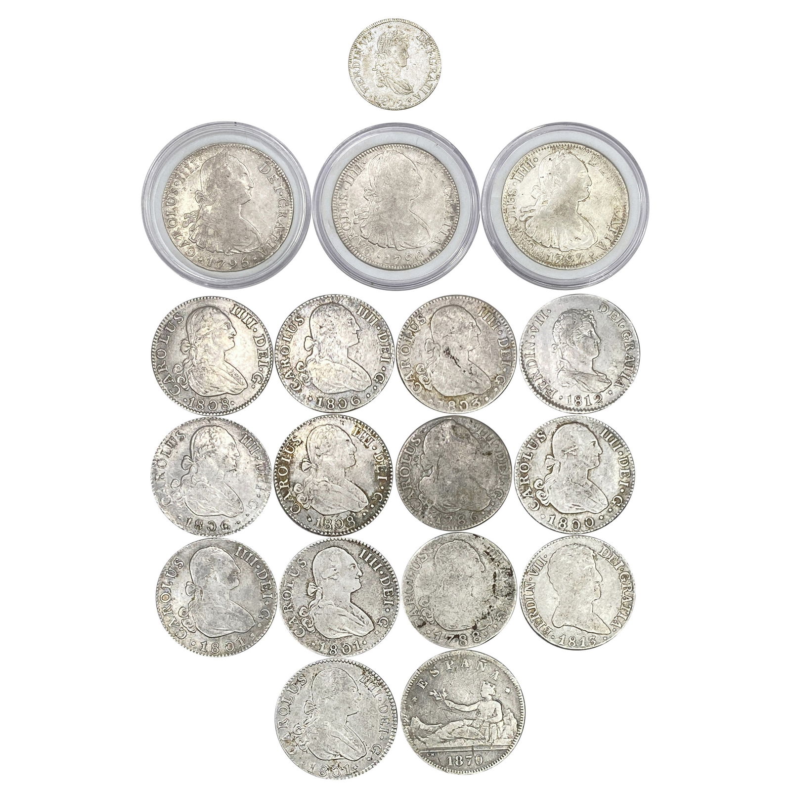 1795-1813 [10] Mixed Spanish Silver Coins (1 of 2)