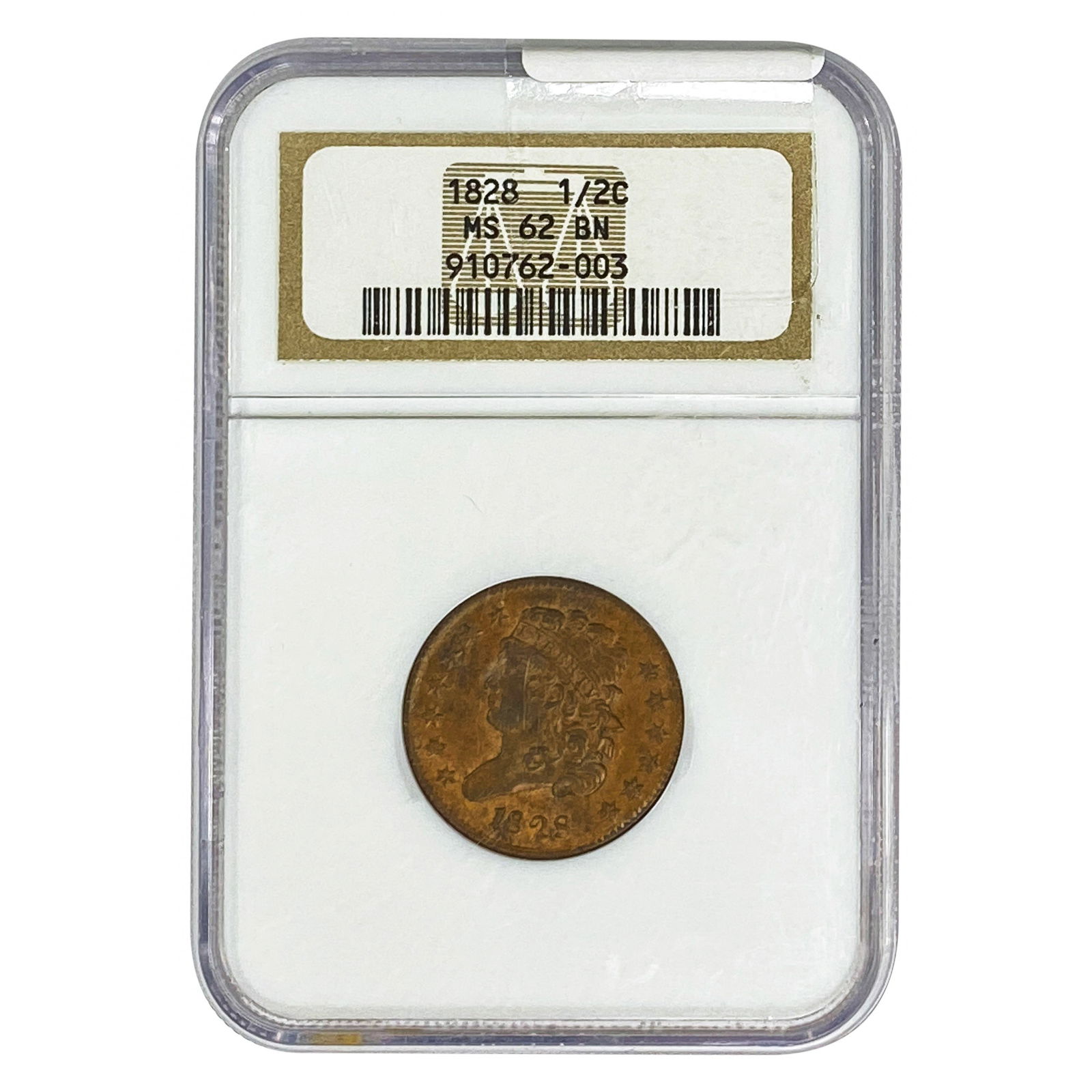 1828 Classic Head Half Cent NGC MS62 BN (1 of 1)