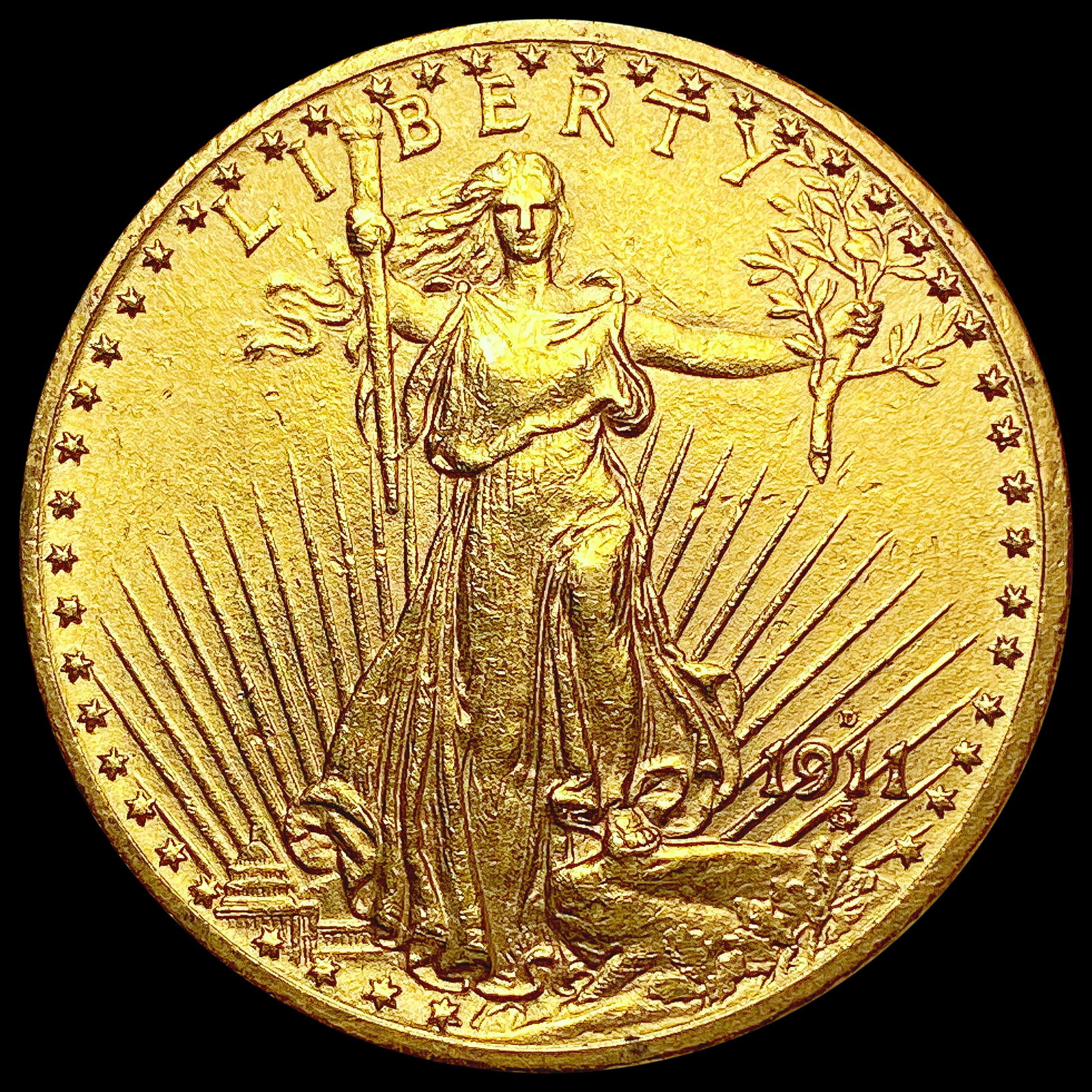 1911-D $20 Gold Double Eagle CHOICE AU: 1911-D $20 Gold Double Eagle CHOICE AU