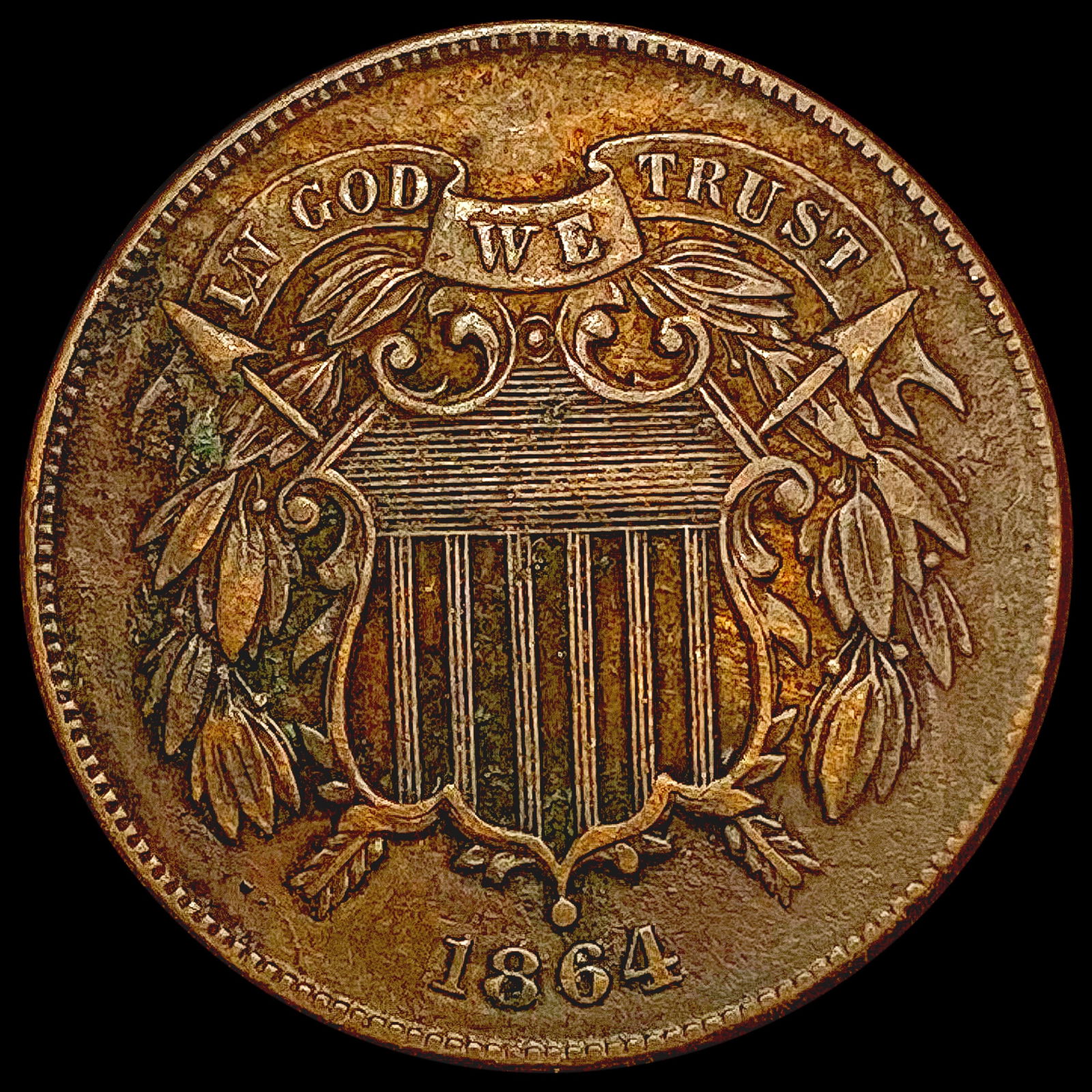 1864 Two Cent Piece NEARLY UNCIRCULATED (1 of 2)