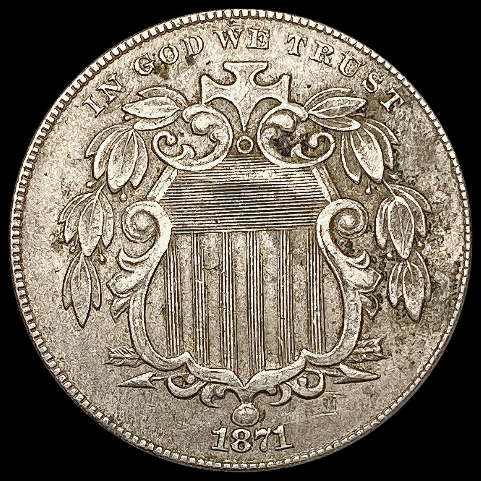 1871 Shield Nickel CLOSELY UNCIRCULATED (1 of 2)