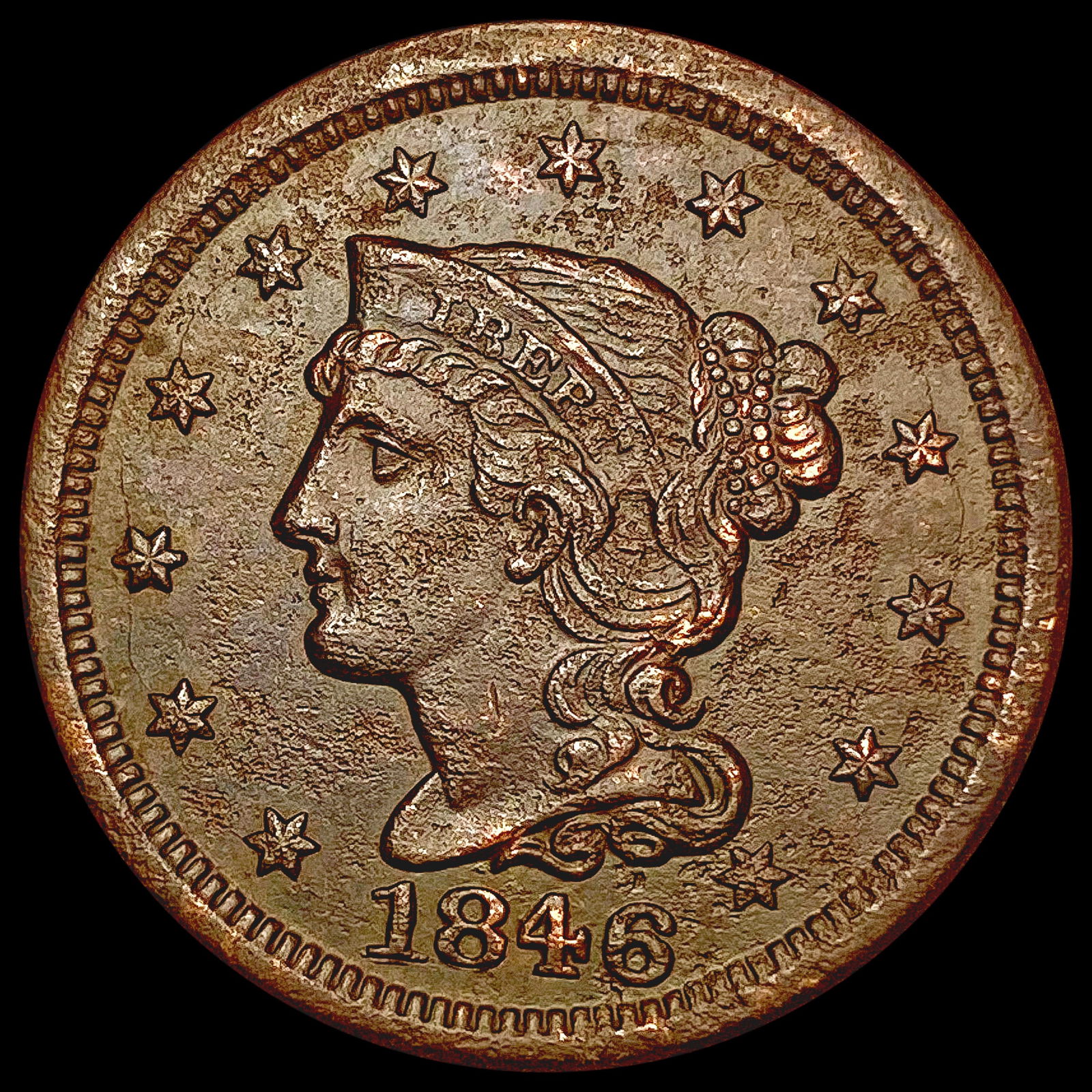 1846 Braided Hair Large Cent CLOSELY UNCIRCULATED (1 of 2)