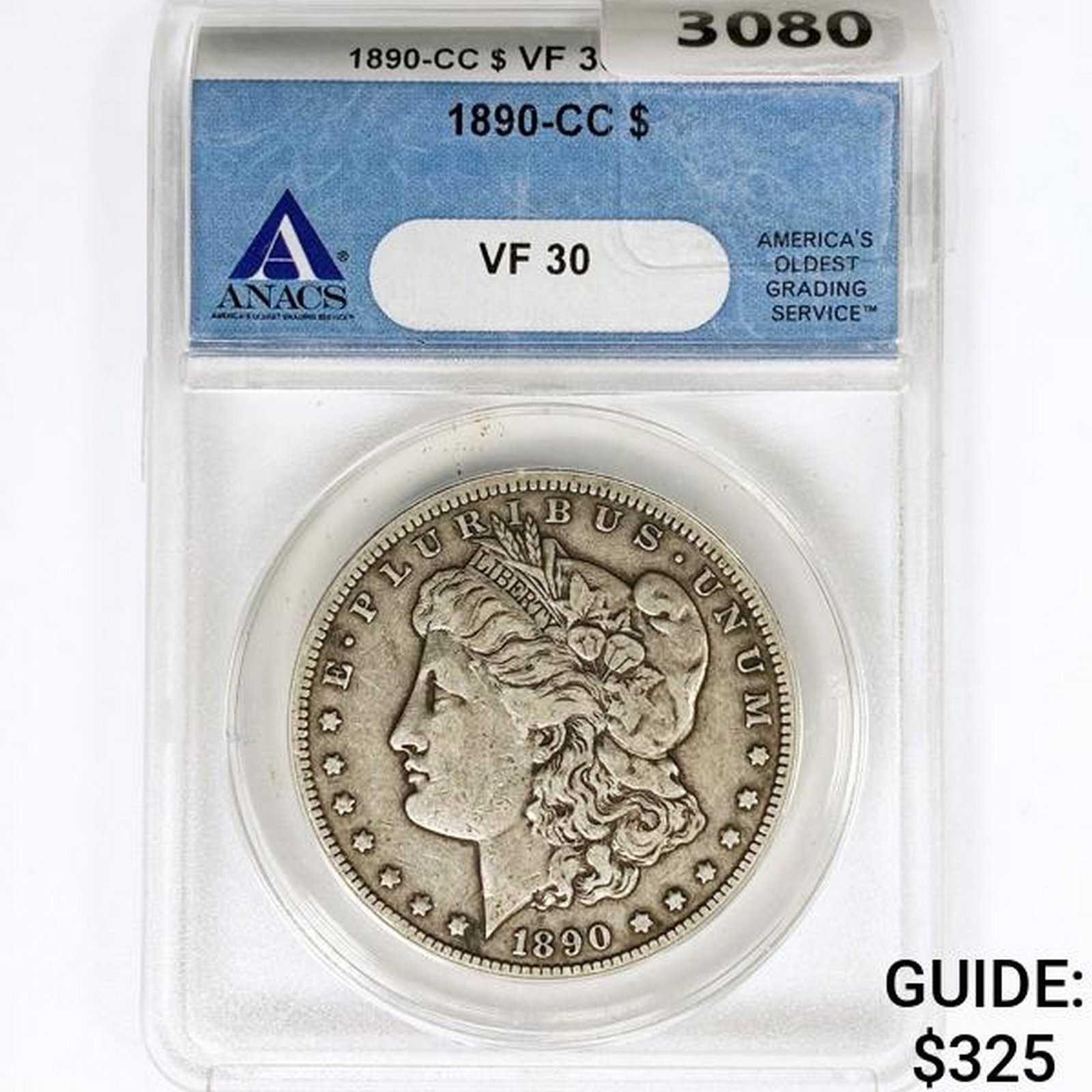 1890-CC Morgan Silver Dollar ANACS VF30: 1890-CC Morgan Silver Dollar ANACS VF30