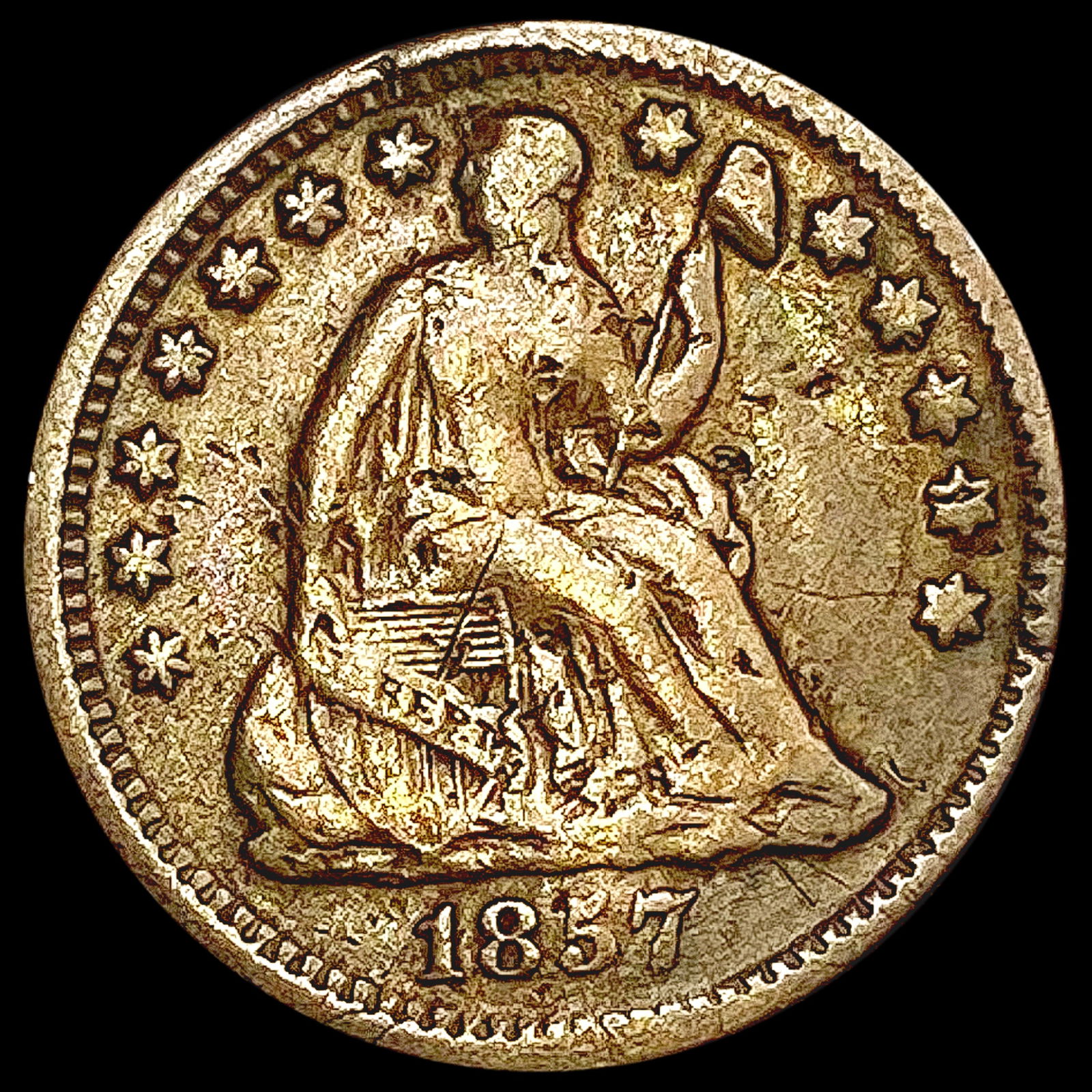 1857 Seated Liberty Half Dime LIGHTLY CIRCULATED (1 of 2)