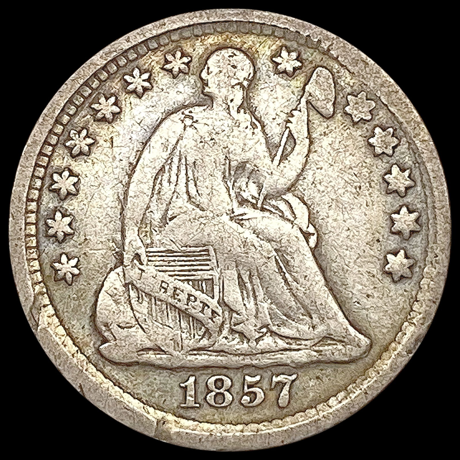 1857 Seated Liberty Half Dime LIGHTLY CIRCULATED (1 of 2)