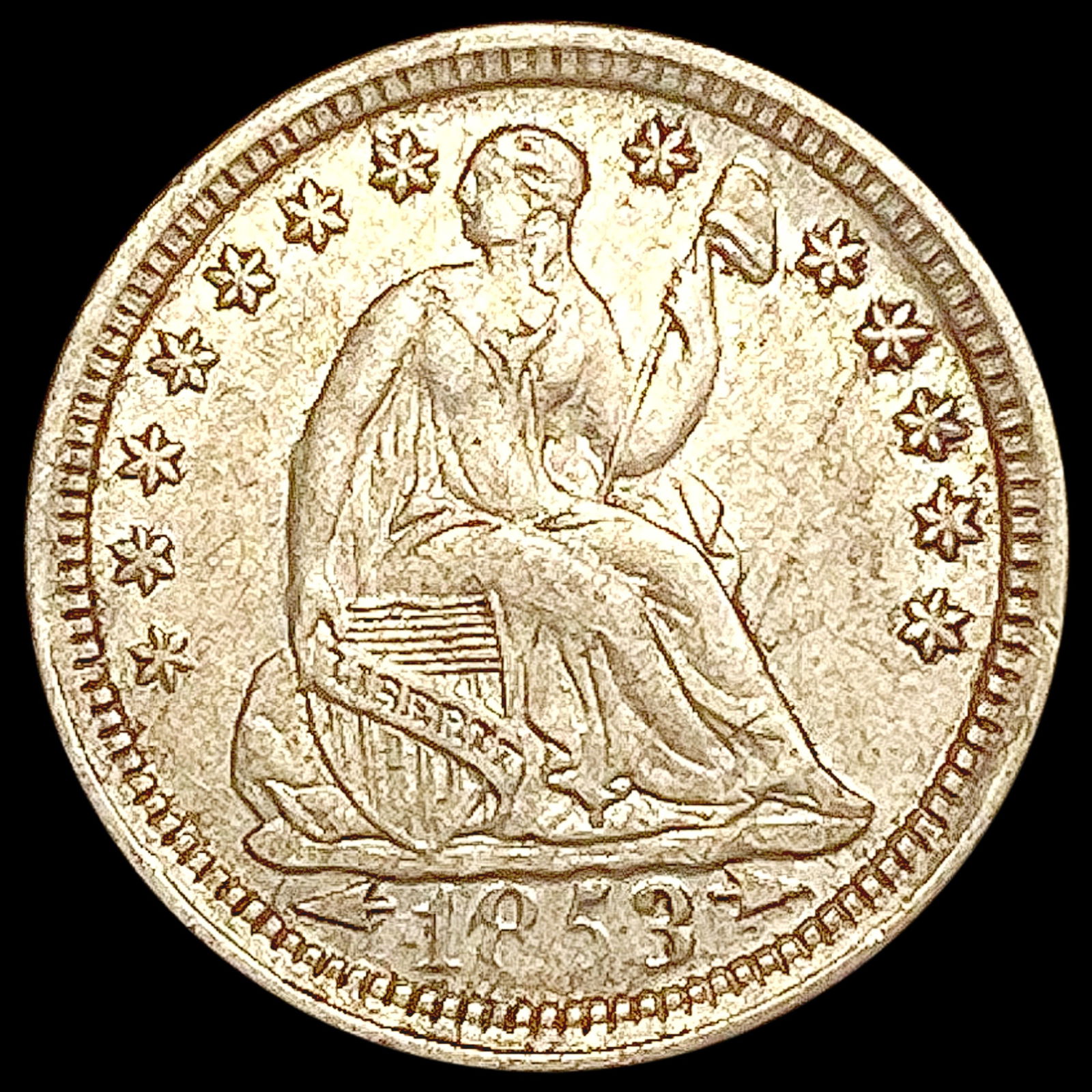 1853 Seated Liberty Half Dime CLOSELY UNCIRCULATED (1 of 2)