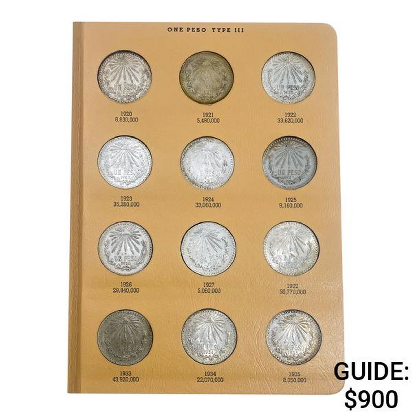 1920-1981 Mexico Un Peso Album (47 Coins) (1 of 9)