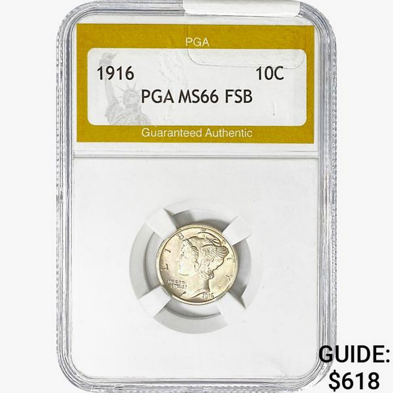 1916 Mercury Silver Dime PGA MS66 FSB (1 of 2)