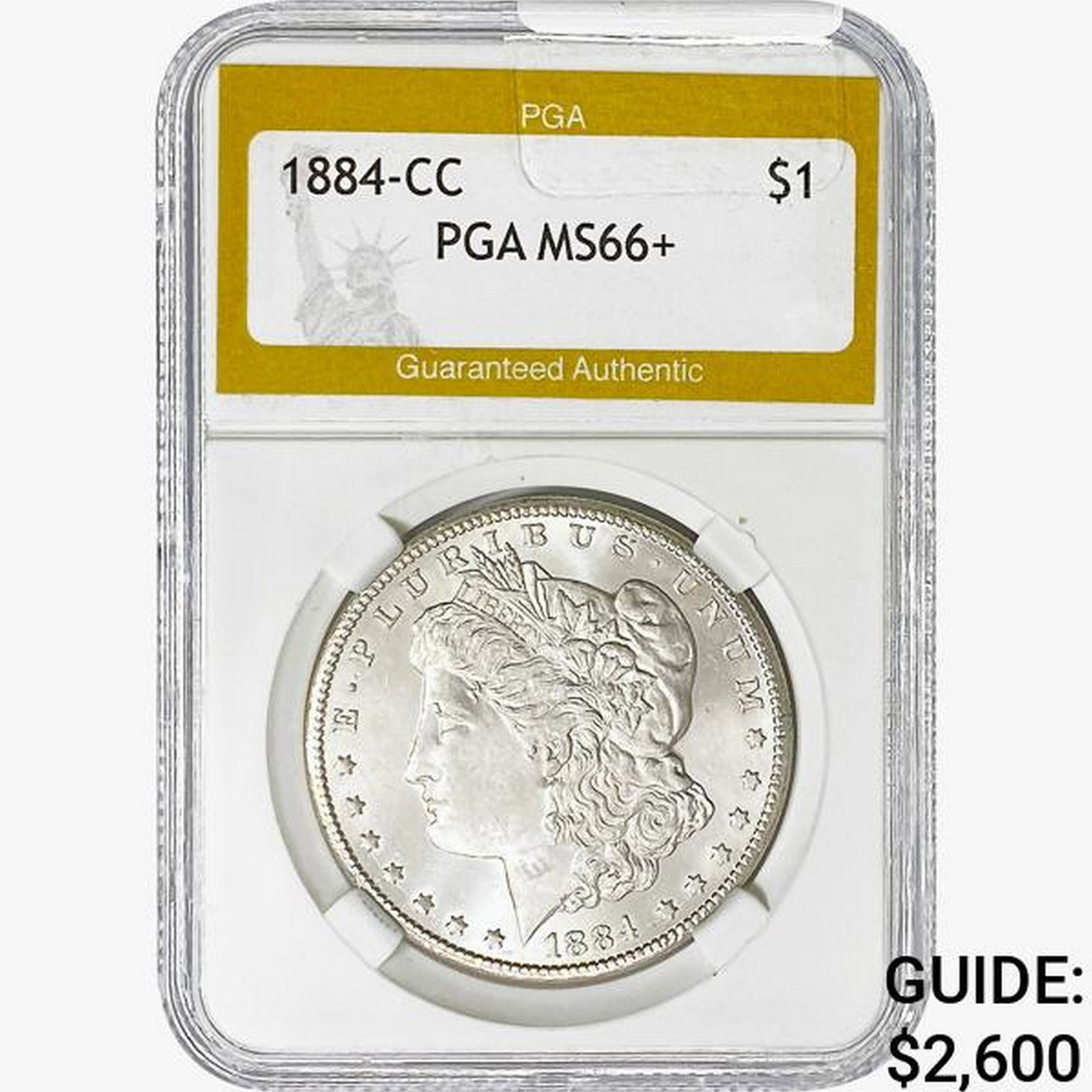 1884-CC Morgan Silver Dollar PGA MS66+: 1884-CC Morgan Silver Dollar PGA MS66+