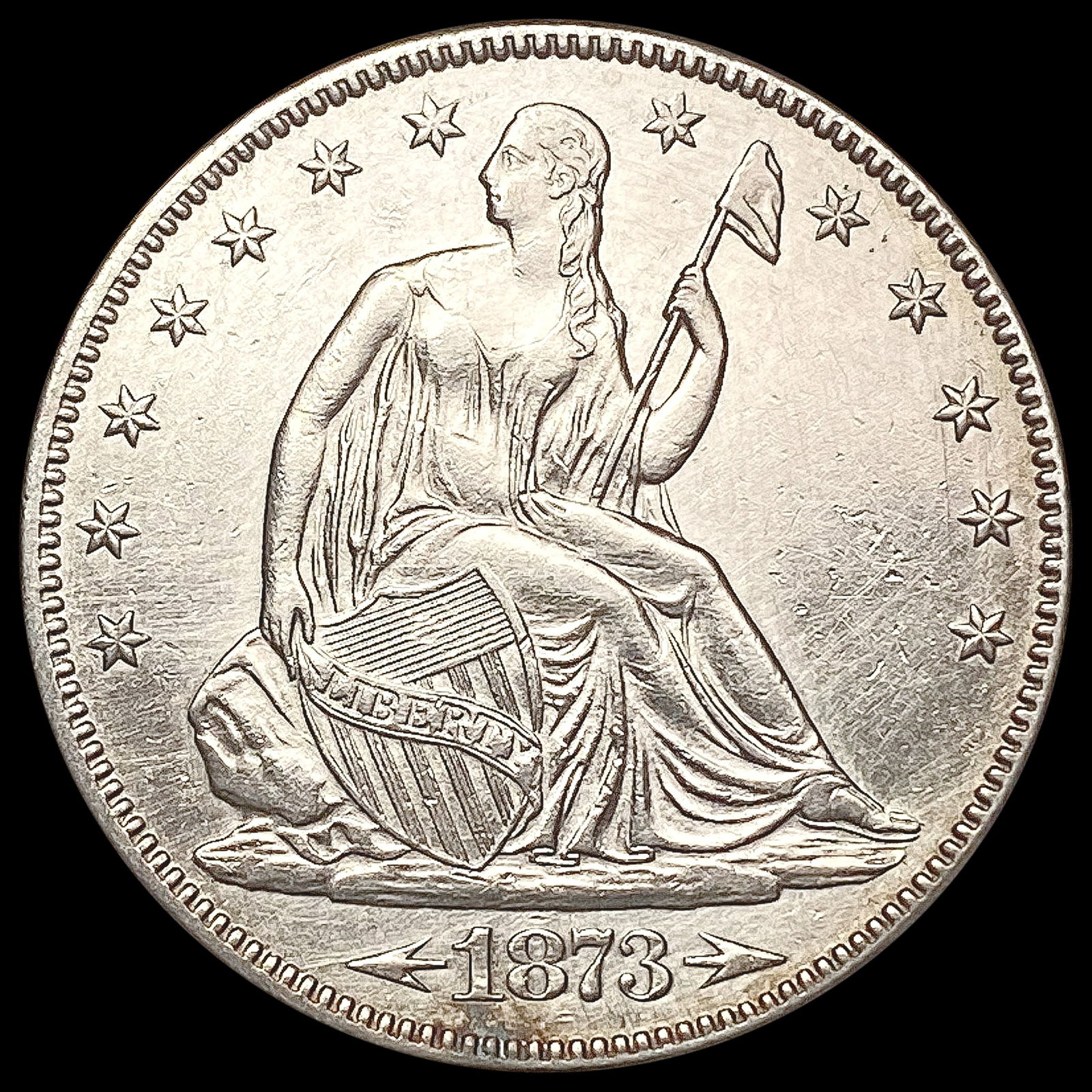 1873 Arrows Seated Liberty Half Dollar CLOSELY UNC (1 of 2)
