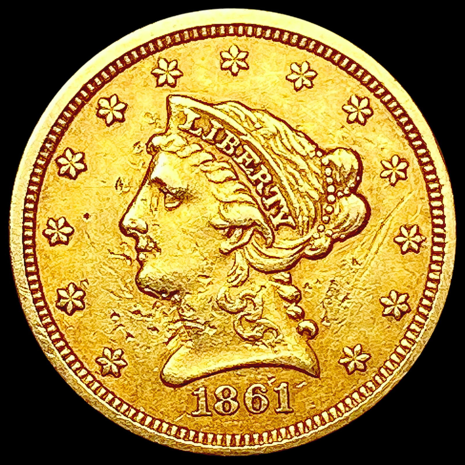 1861 $2.50 Gold Quarter Eagle CLOSELY UNCIRCULATED (1 of 2)