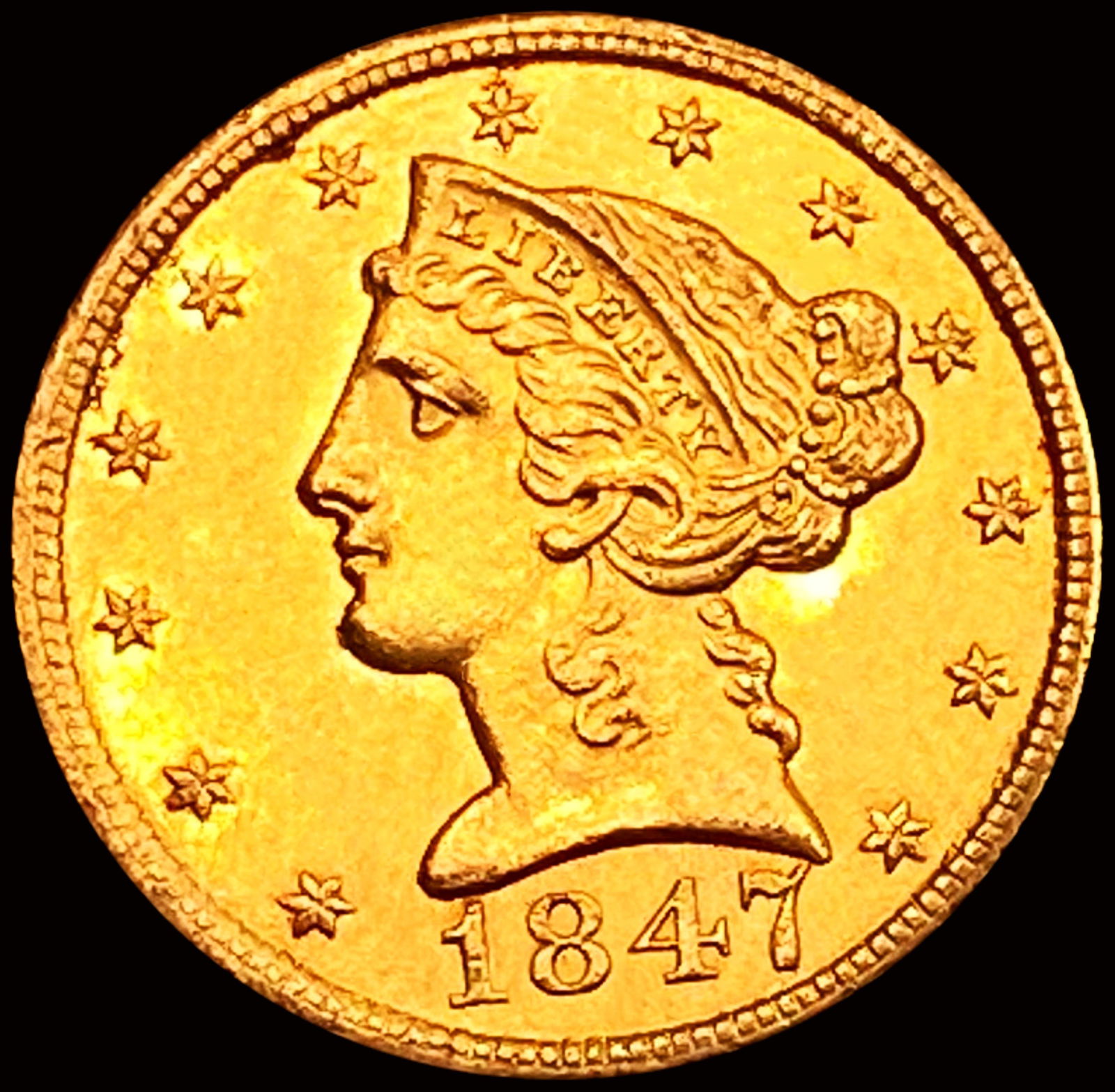 1847 $5 Gold Half Eagle CHOICE BU (1 of 2)