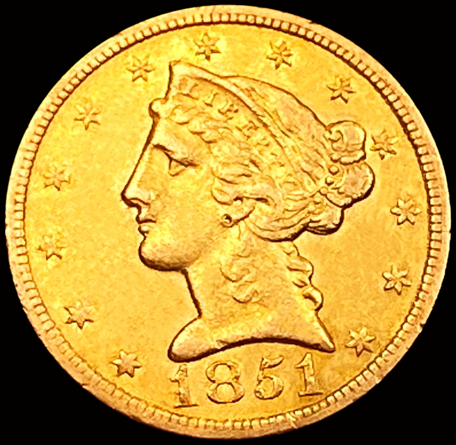 1851-C $5 Gold Half Eagle CHOICE AU (1 of 2)