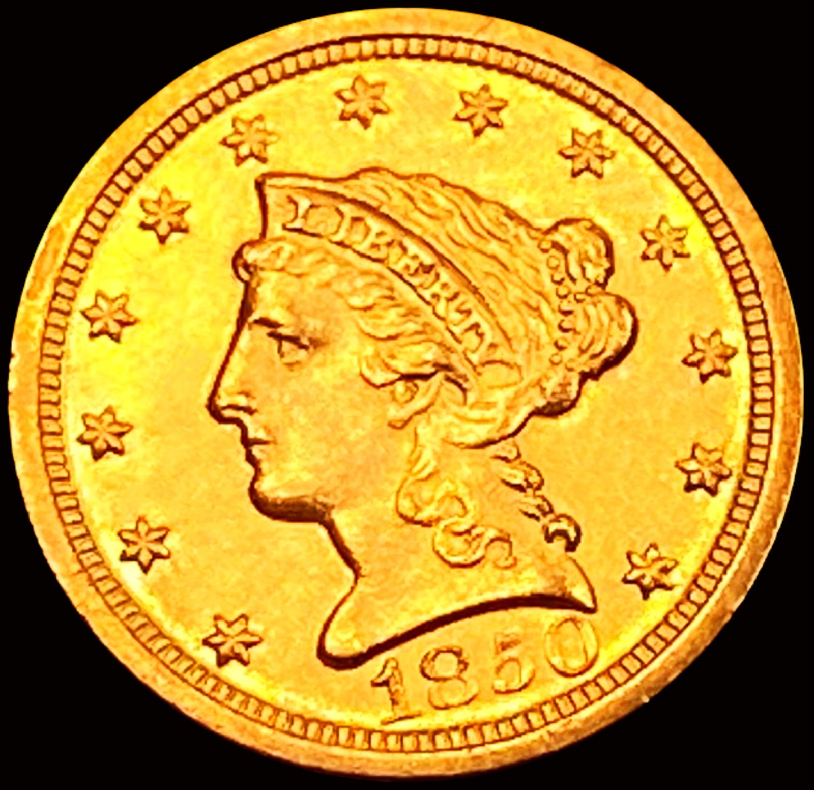 1850-O $2.50 Gold Quarter Eagle CHOICE BU (1 of 2)