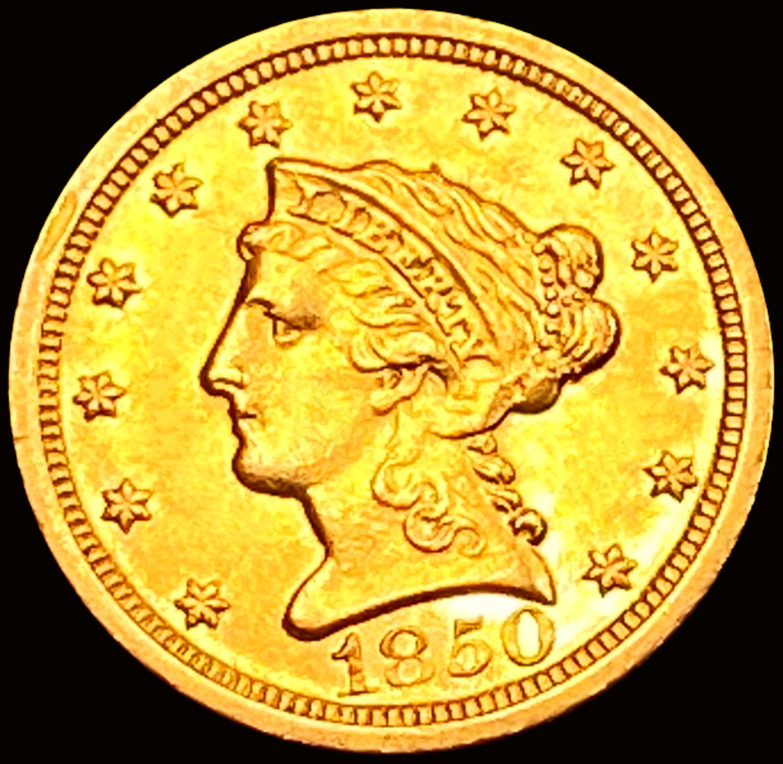 1850-O $2.50 Gold Quarter Eagle CHOICE BU (1 of 2)