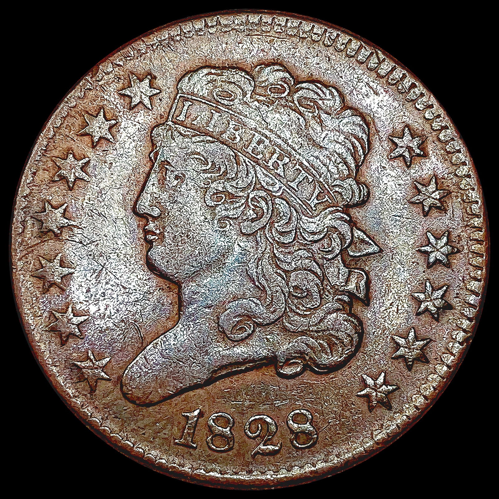 1828 13 Stars Classic Head Half Cent CLOSELY UNCIR (1 of 2)