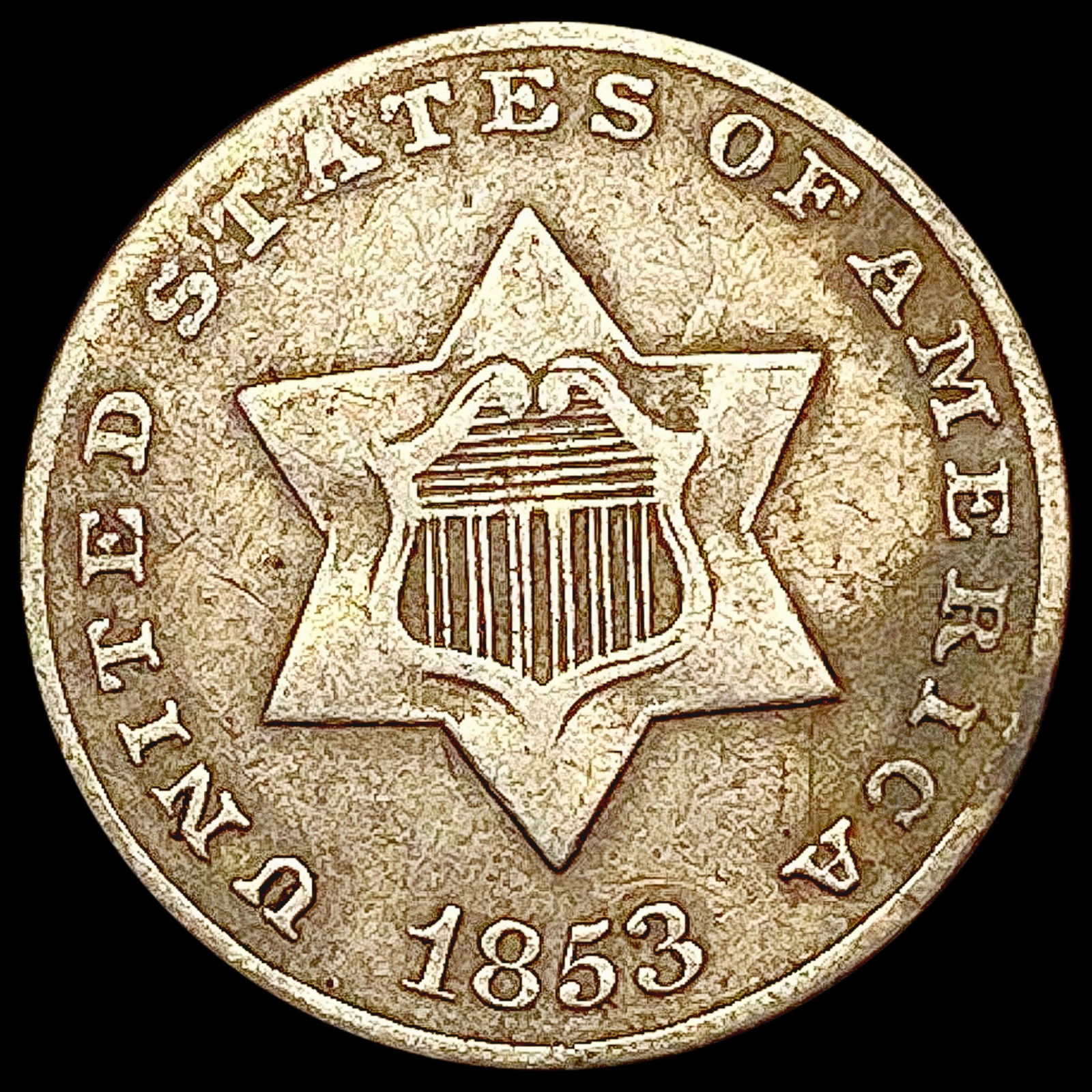 1853 Silver Three Cent LIGHTLY CIRCULATED (1 of 2)