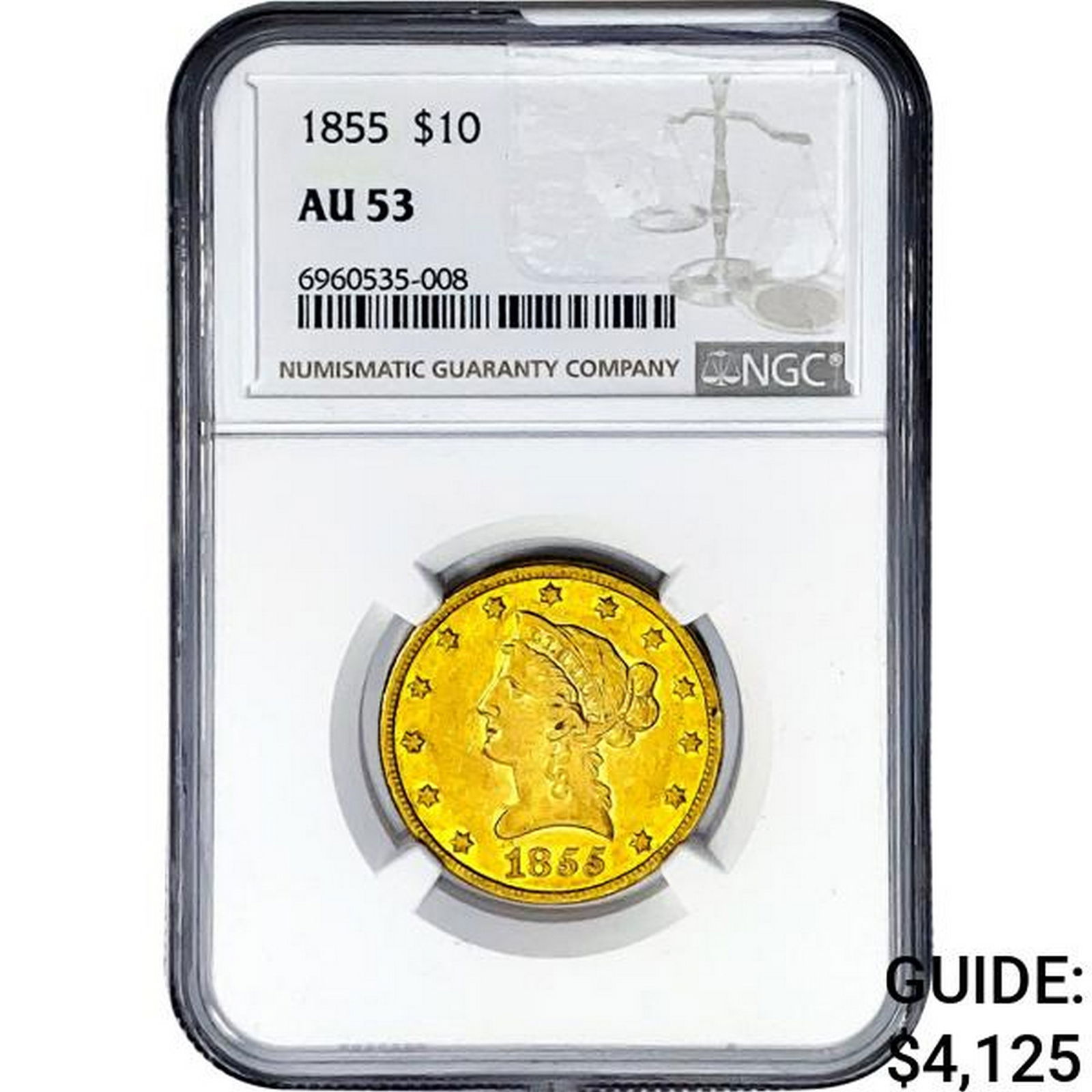 1855 $10 Gold Eagle NGC AU53 (1 of 2)