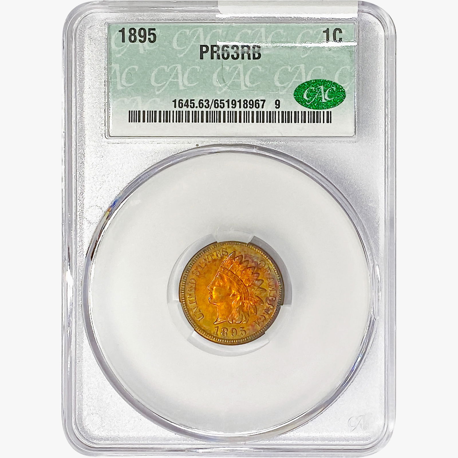 1895 Indian Head Cent CAC PR63 RB (1 of 2)