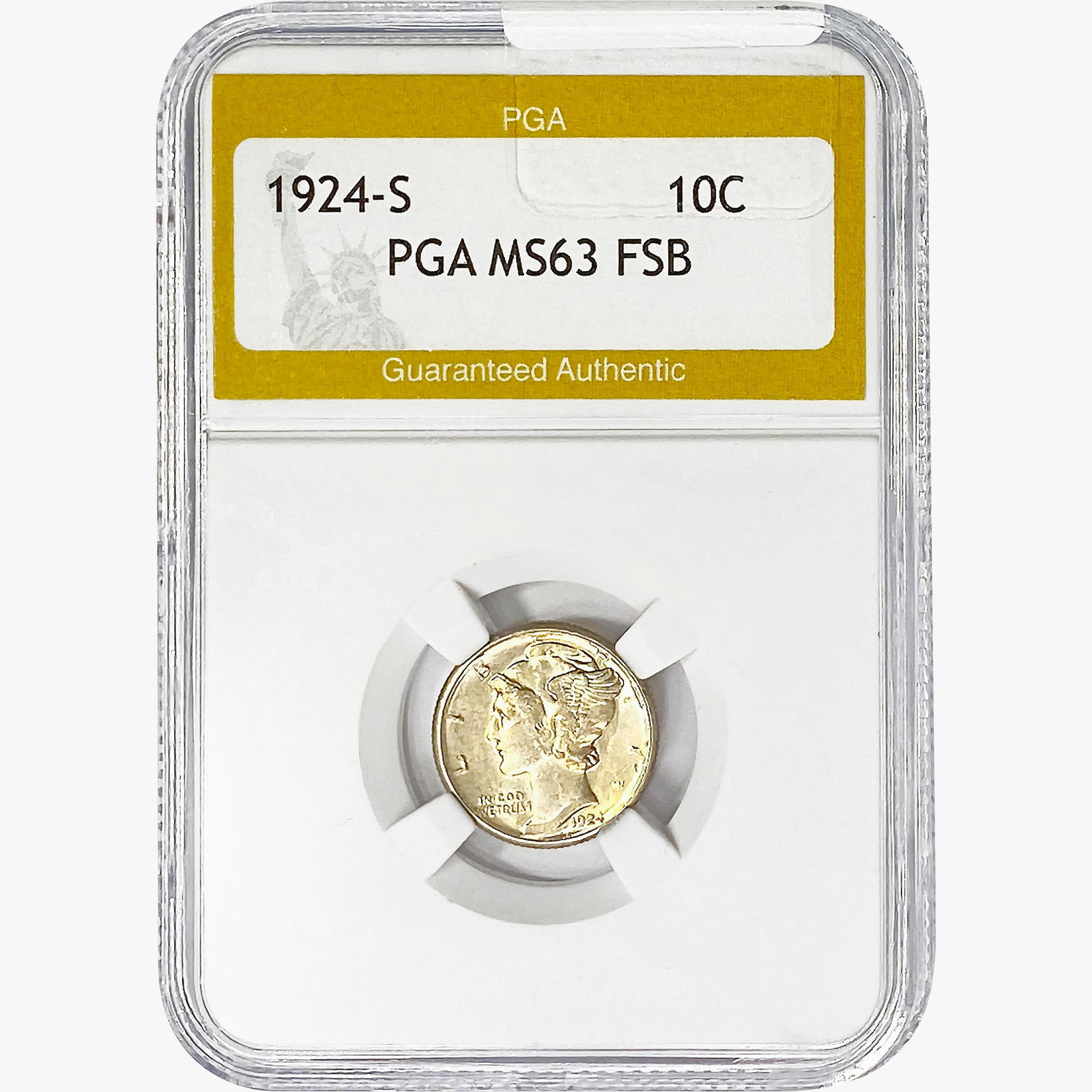 1924-S Mercury Silver Dime PGA MS63 FSB (1 of 2)