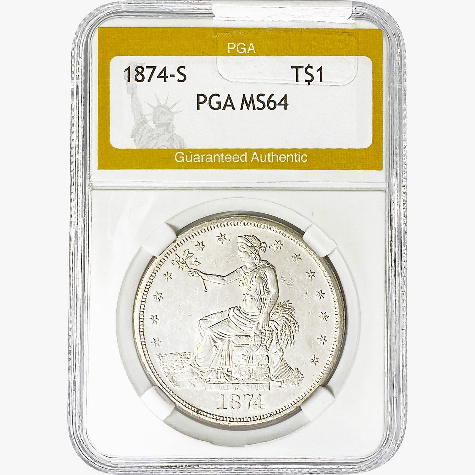 1874-S Silver Trade Dollar PGA MS64 (1 of 2)