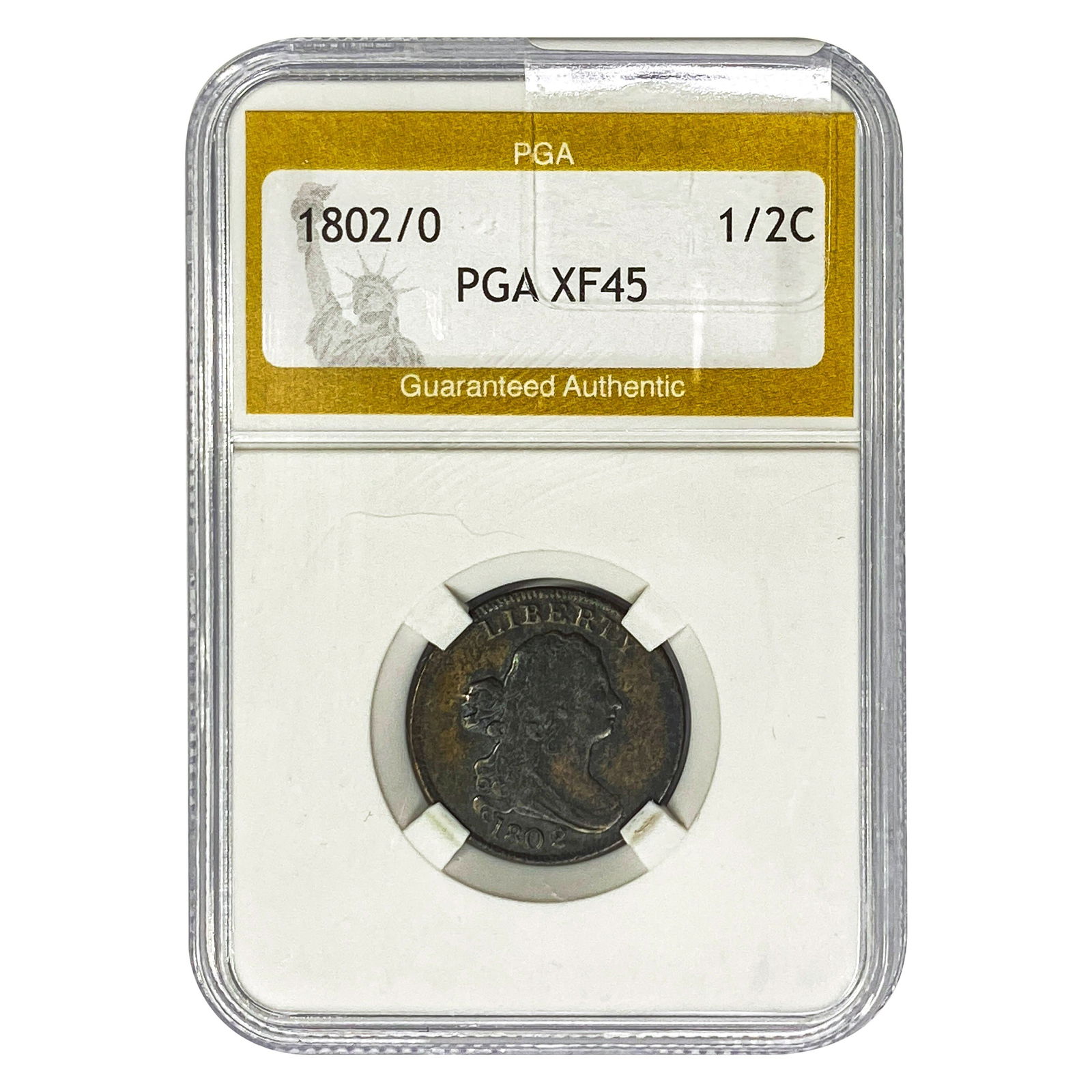 1802/0 Draped Bust Half Cent PGA XF45 (1 of 2)