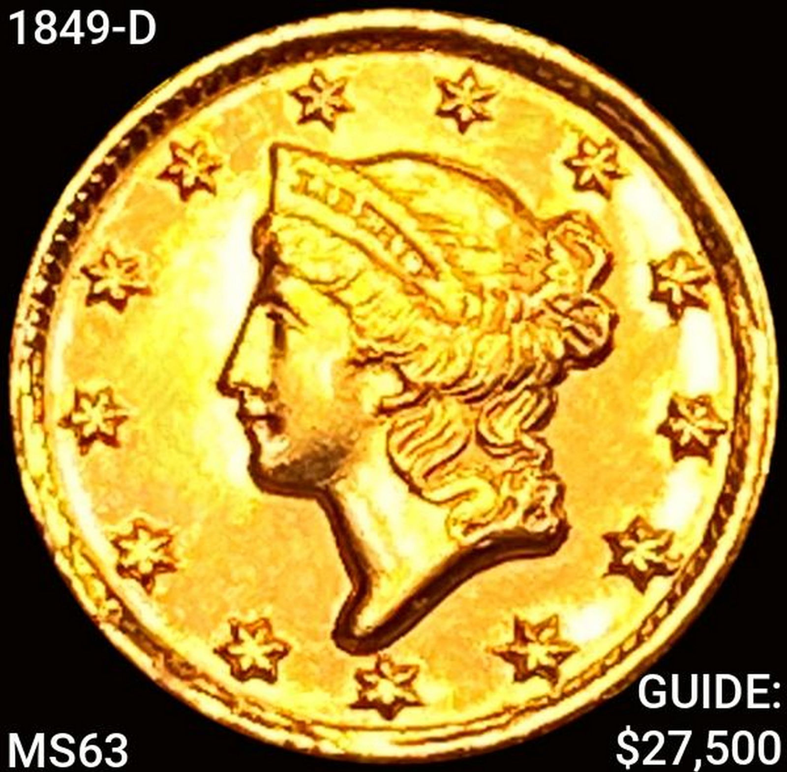 1849-D Rare Gold Dollar CHOICE BU (1 of 2)