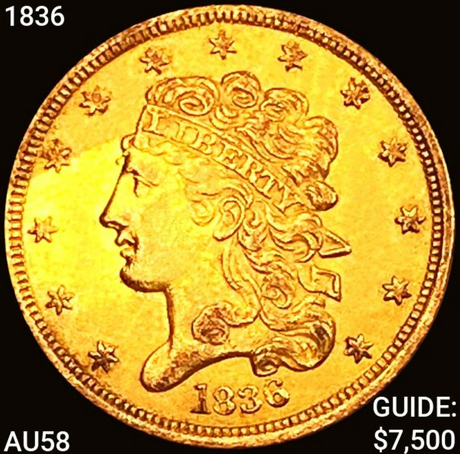 1836 $5 Gold Half Eagle CHOICE AU (1 of 2)