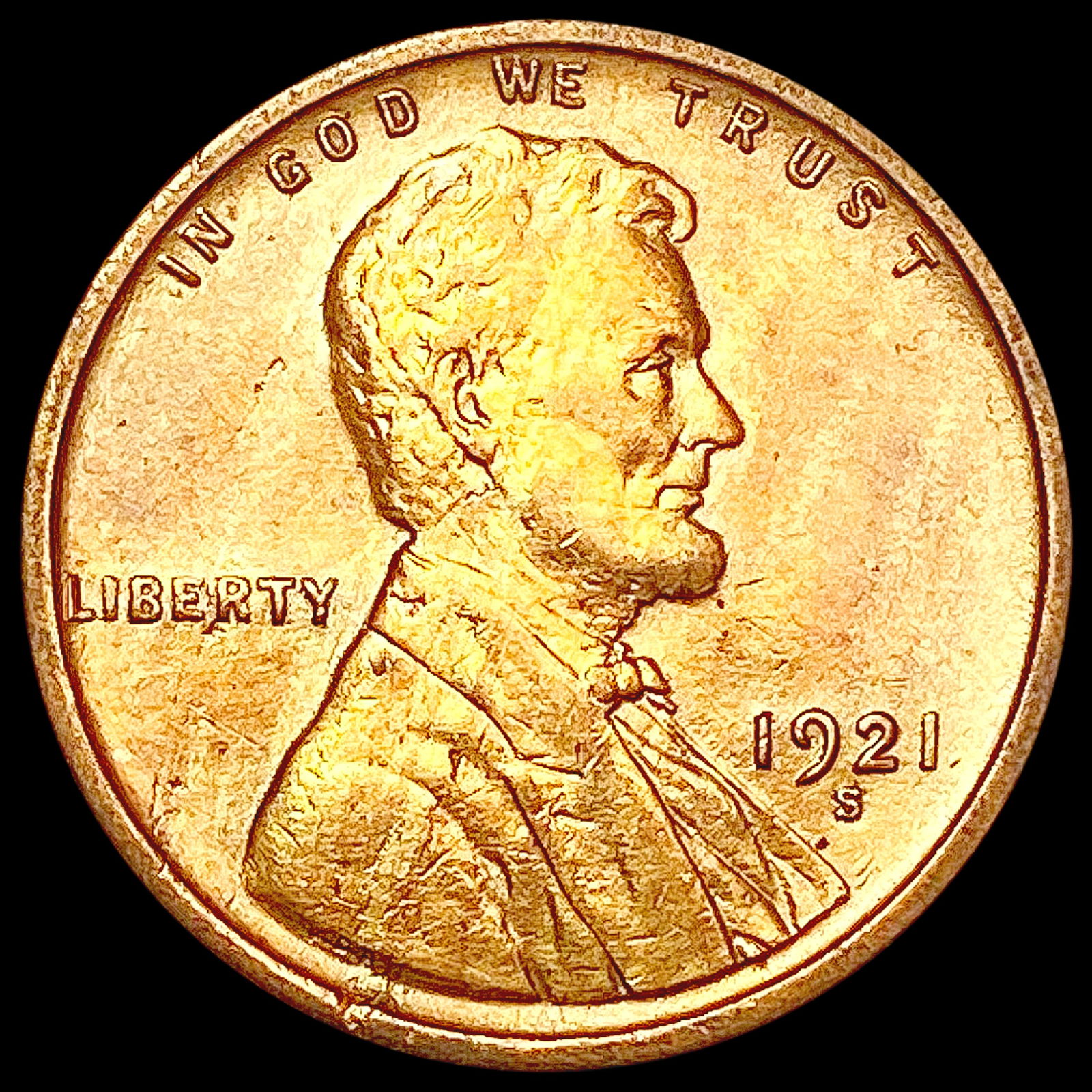 1921-S Wheat Cent CLOSELY UNCIRCULATED (1 of 2)