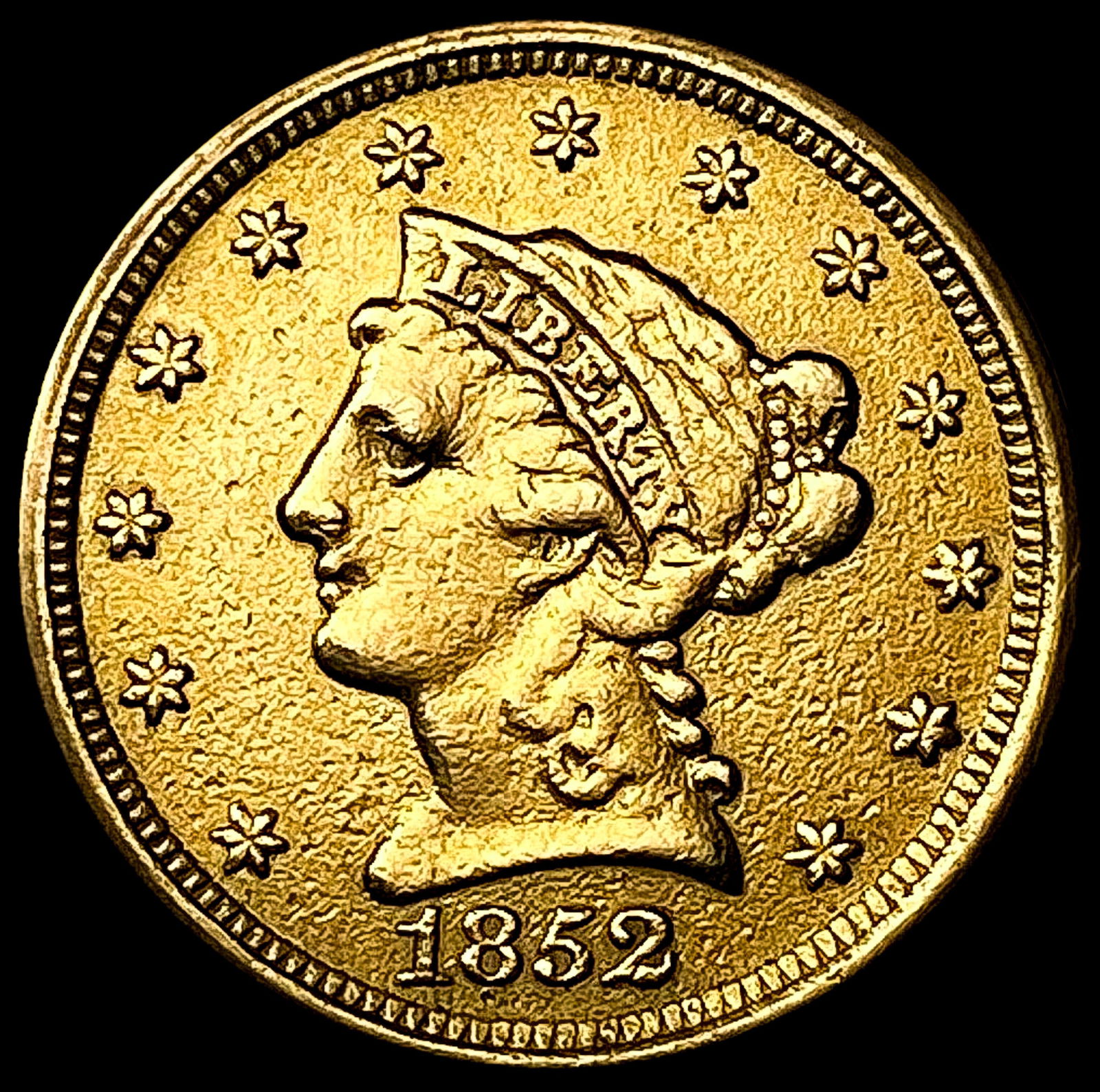 1852 $2.50 Gold Quarter Eagle CLOSELY UNCIRCULATED (1 of 2)