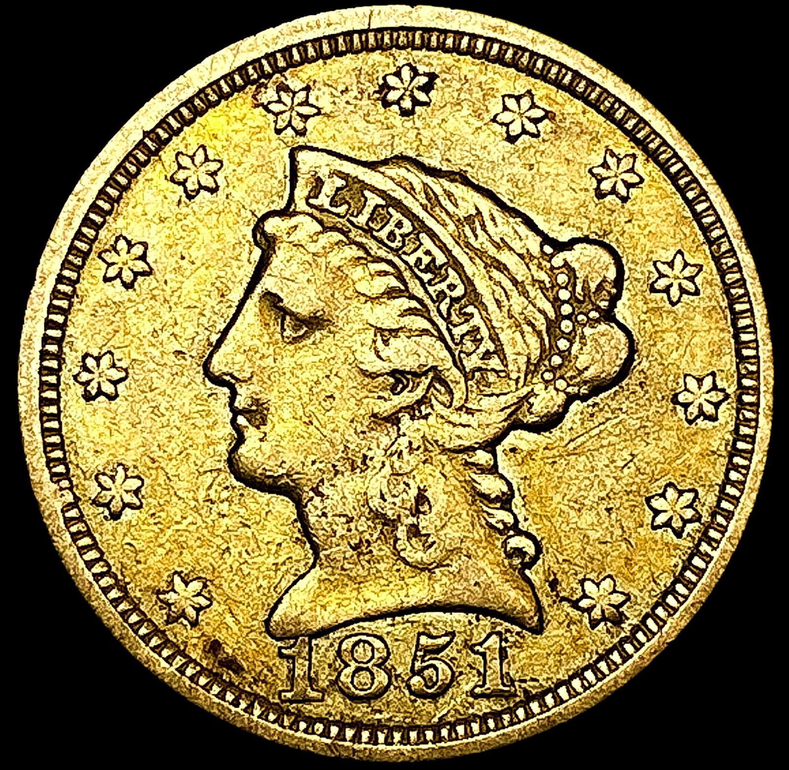 1851 $2.50 Gold Quarter Eagle NEARLY UNCIRCULATED (1 of 2)