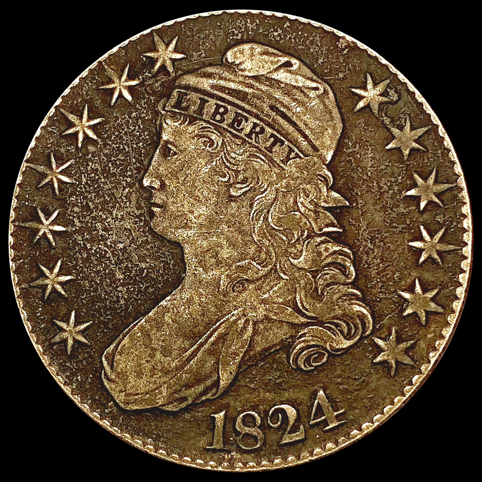 1824 Capped Bust Half Dollar LIGHTLY CIRCULATED (1 of 2)