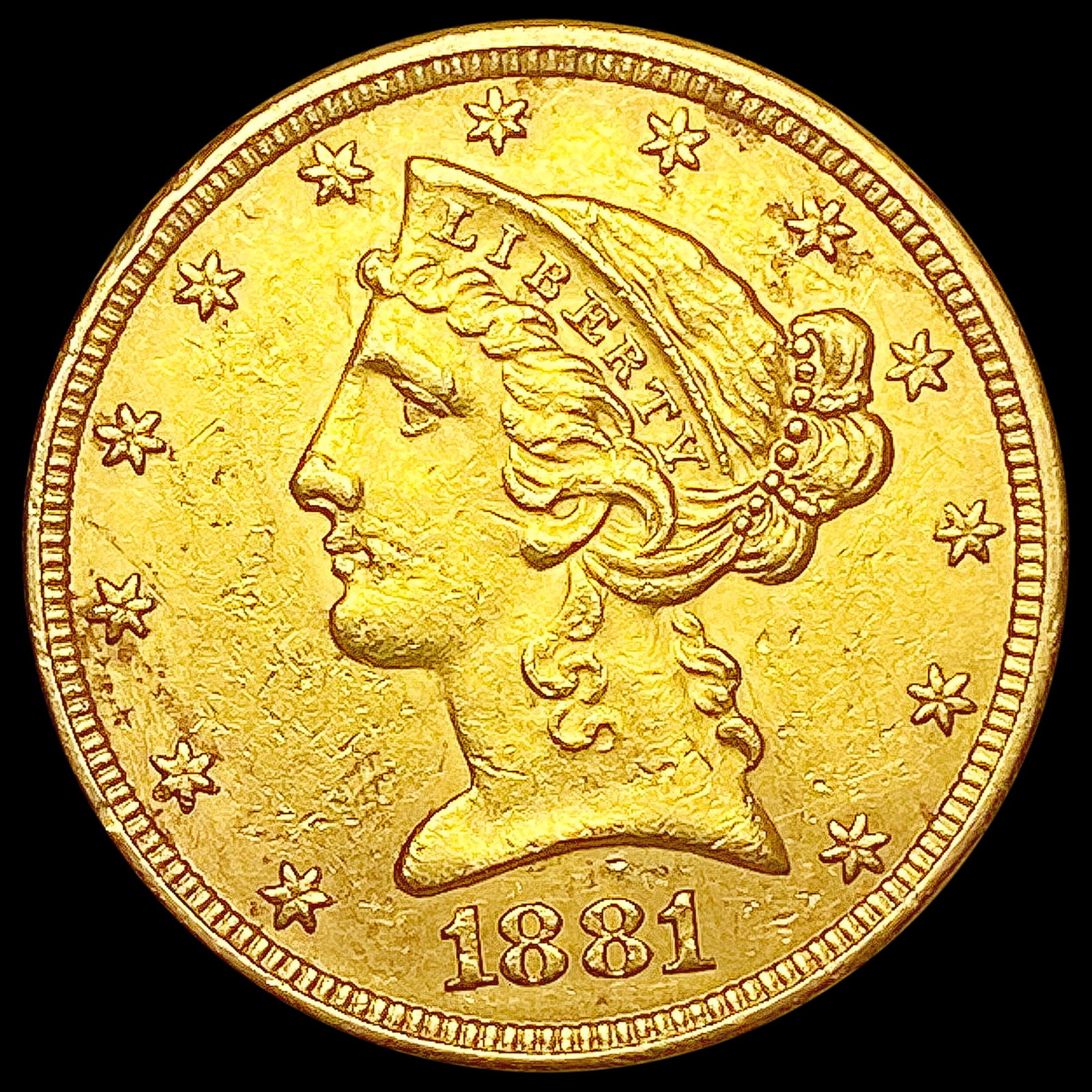 1881 $5 Gold Half Eagle CLOSELY UNCIRCULATED (1 of 2)