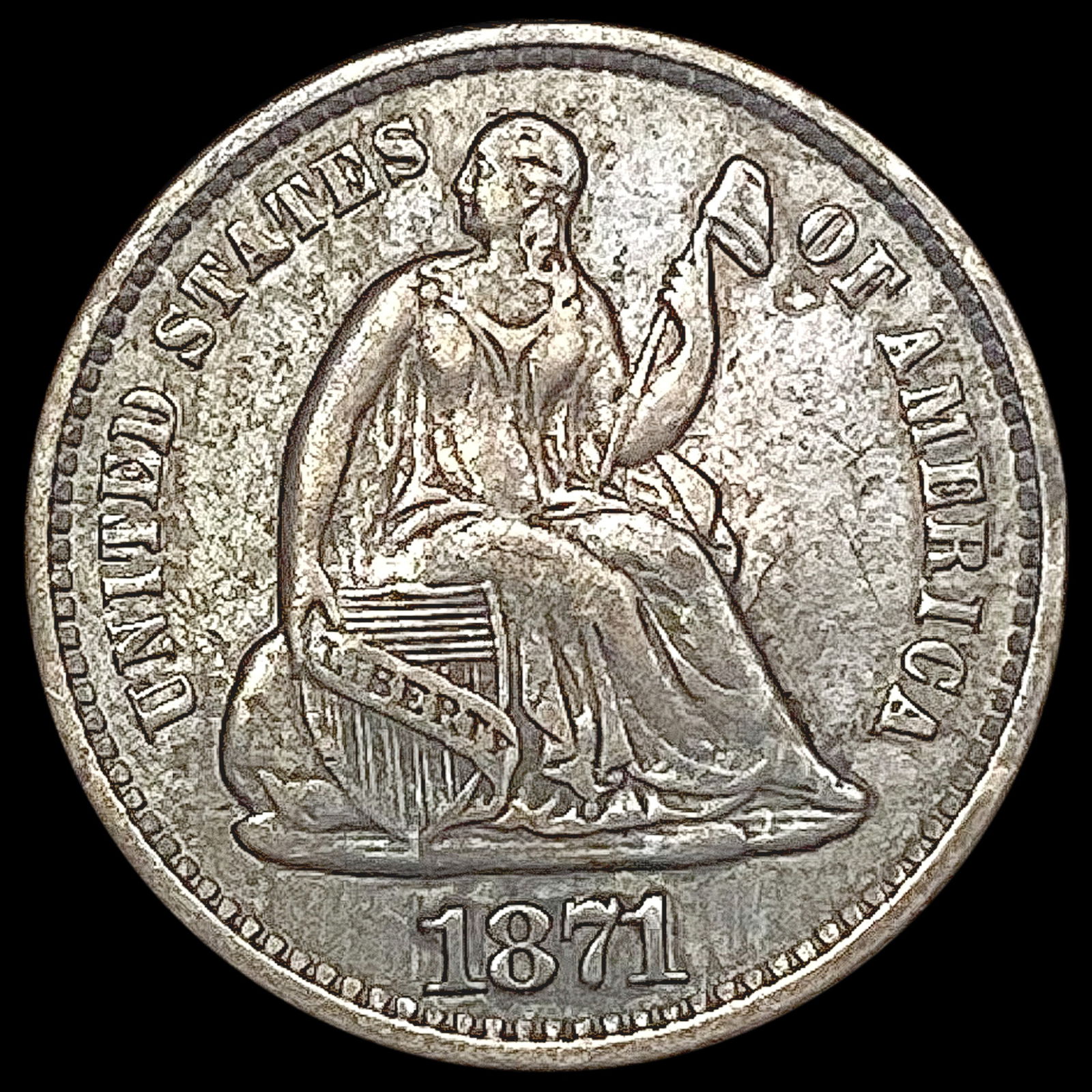 1871 Seated Liberty Half Dime NEARLY UNCIRCULATED (1 of 2)