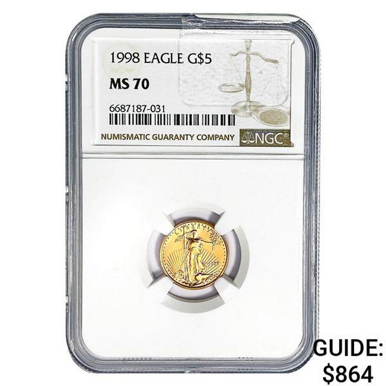 1998 $5 1/10oz. American Gold Eagle NGC MS70 (1 of 2)