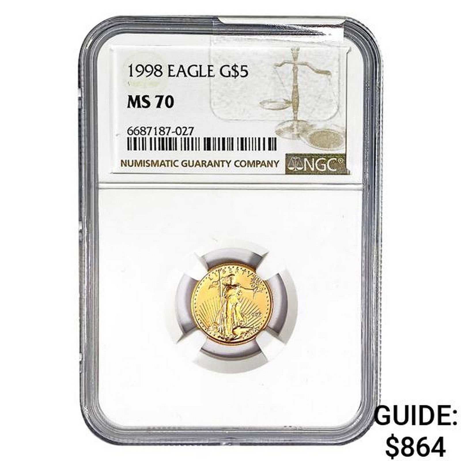 1998 $5 1/10oz. American Gold Eagle NGC MS70 (1 of 2)