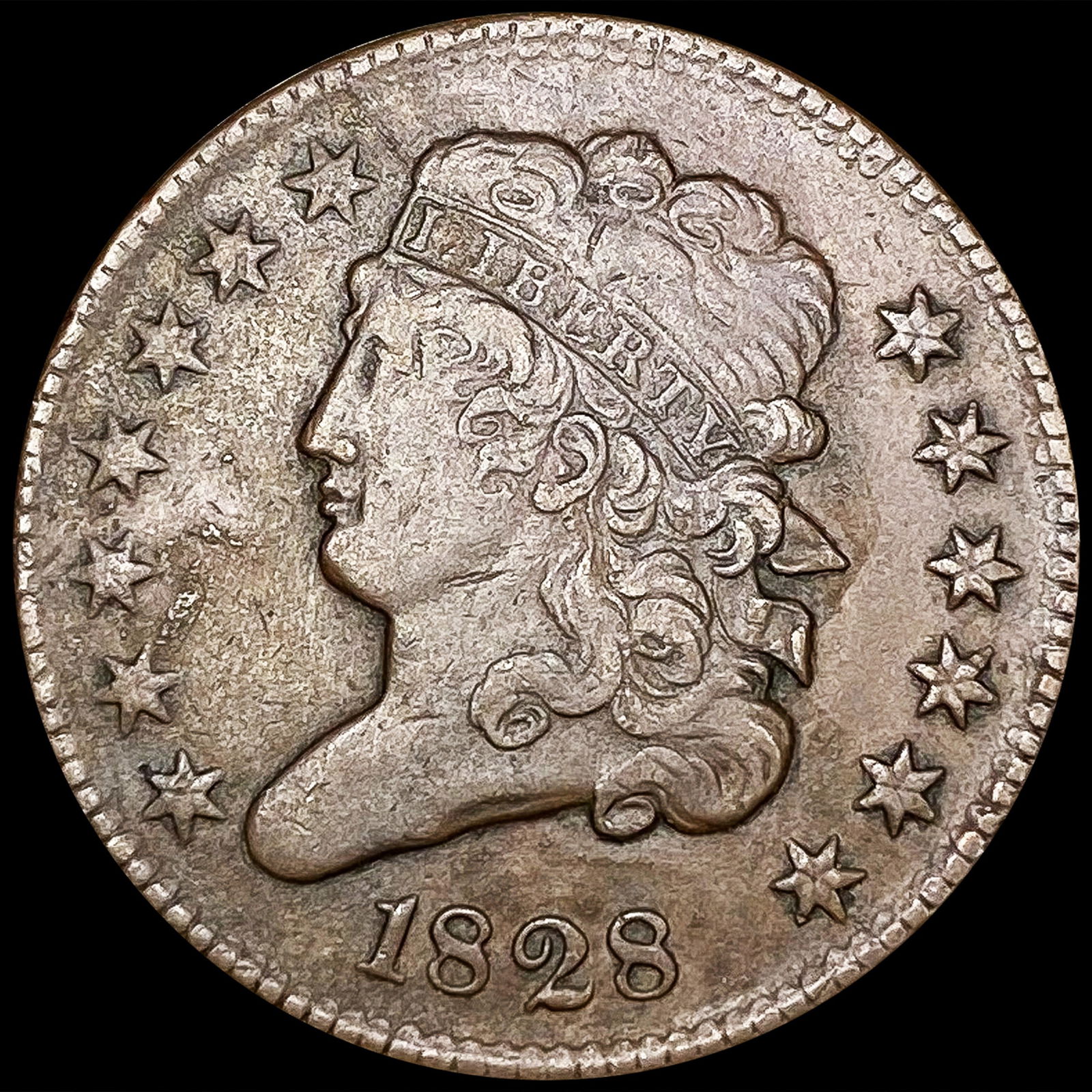 1828 13 Stars Classic Head Half Cent NEARLY UNCIRC (1 of 2)