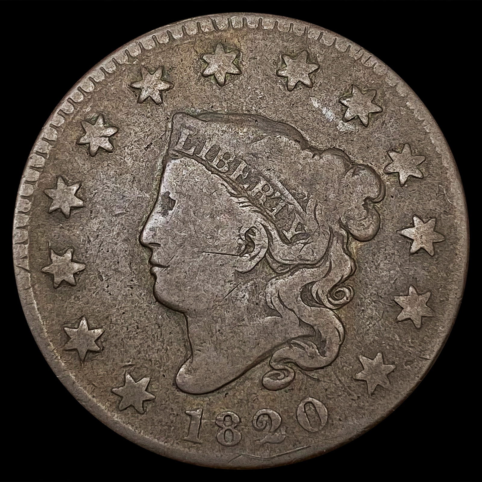 1820 N - 8 Coronet Head Large Cent NICELY CIRCULAT (1 of 2)