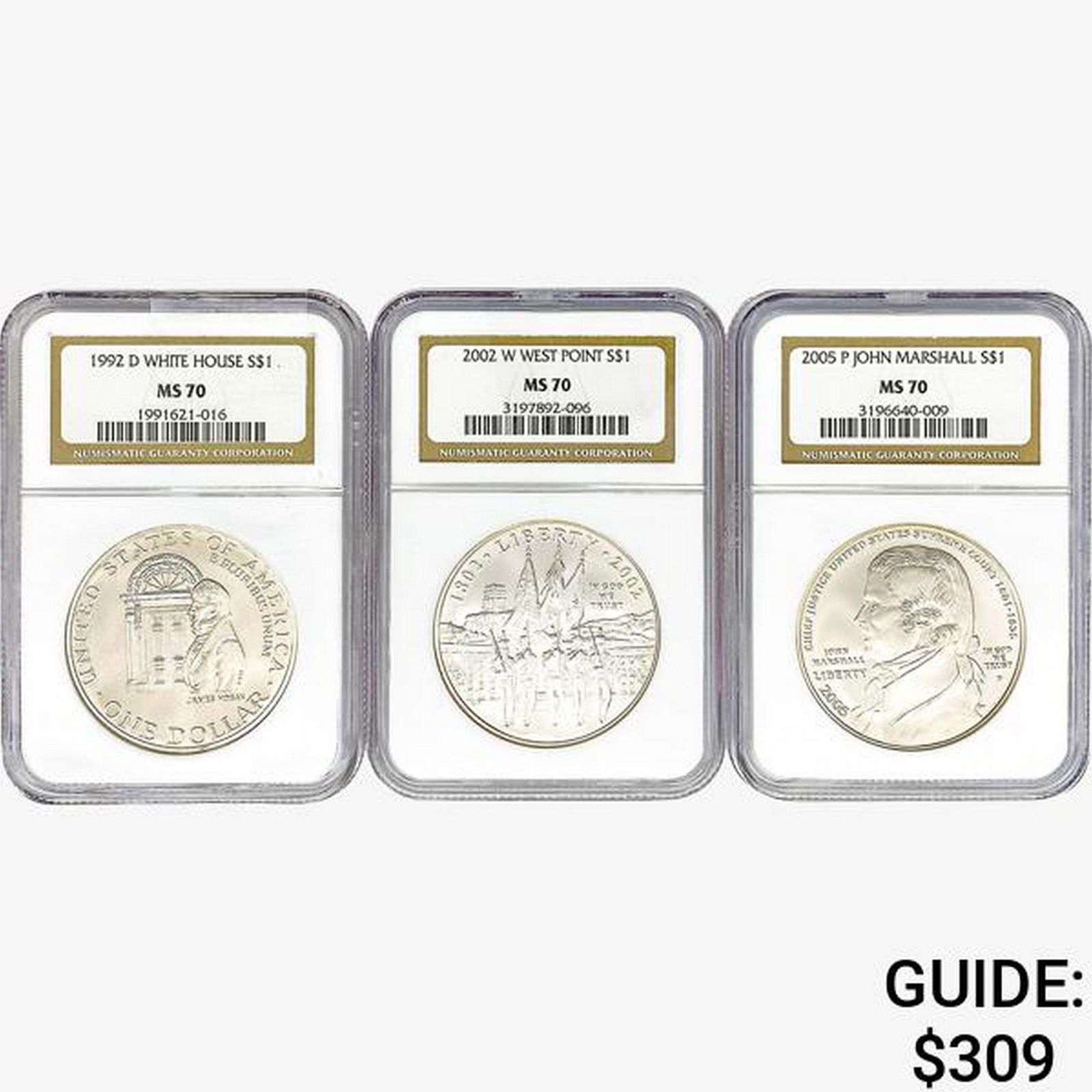 [3] Varied US Silver Coinage NGC MS70 [1992-D, 200 (1 of 2)