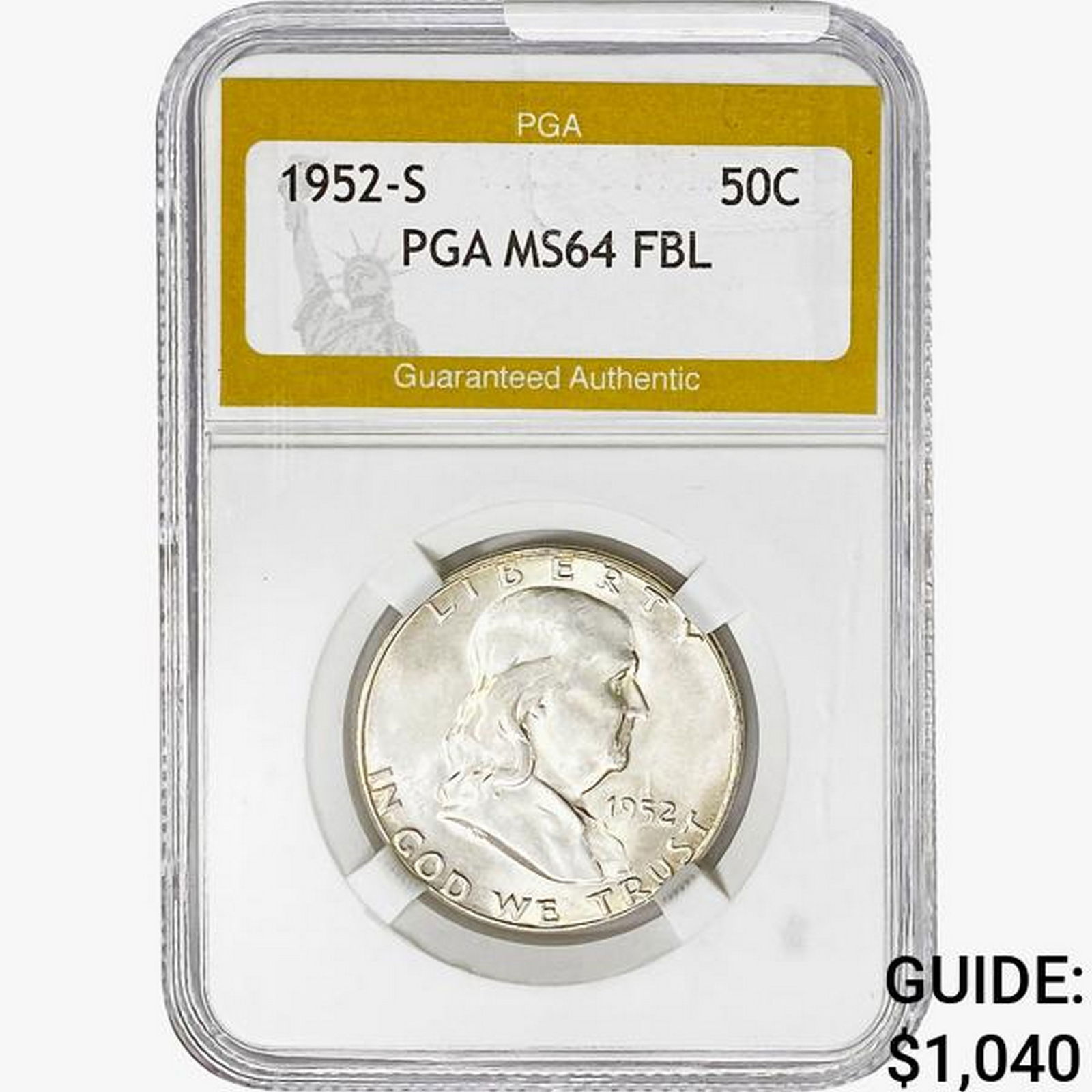 1952-S Franklin Half Dollar PGA MS64 FBL (1 of 2)
