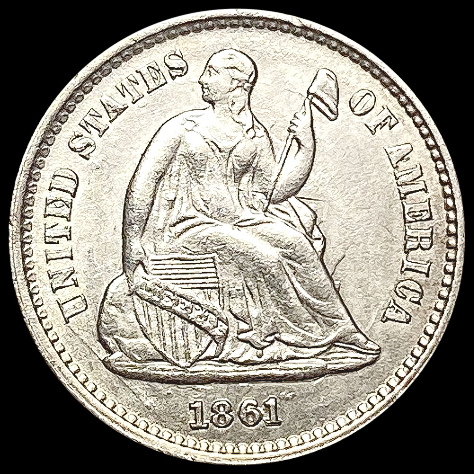 1861 Seated Liberty Half Dime CHOICE BU (1 of 2)