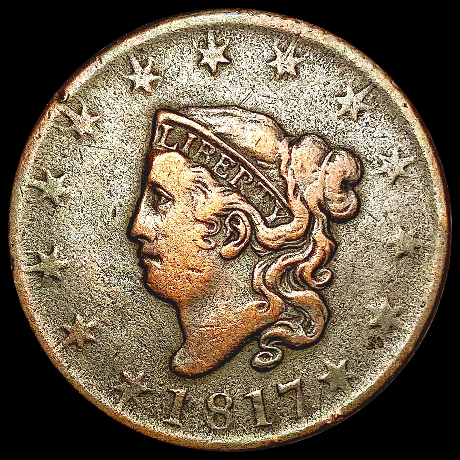 1817 13 Stars Coronet Head Large Cent NICELY CIRCU (1 of 2)
