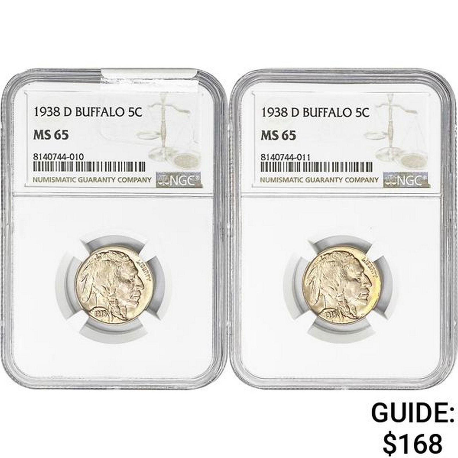 1938-D [2] Buffalo Nickel NGC MS65 (1 of 2)