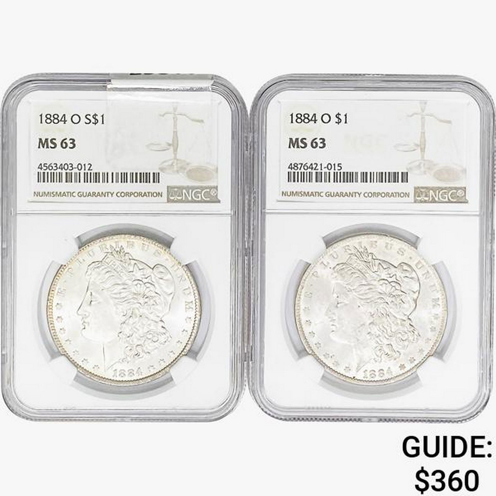 1884-O [2] Morgan Silver Dollar NGC MS63 (1 of 2)