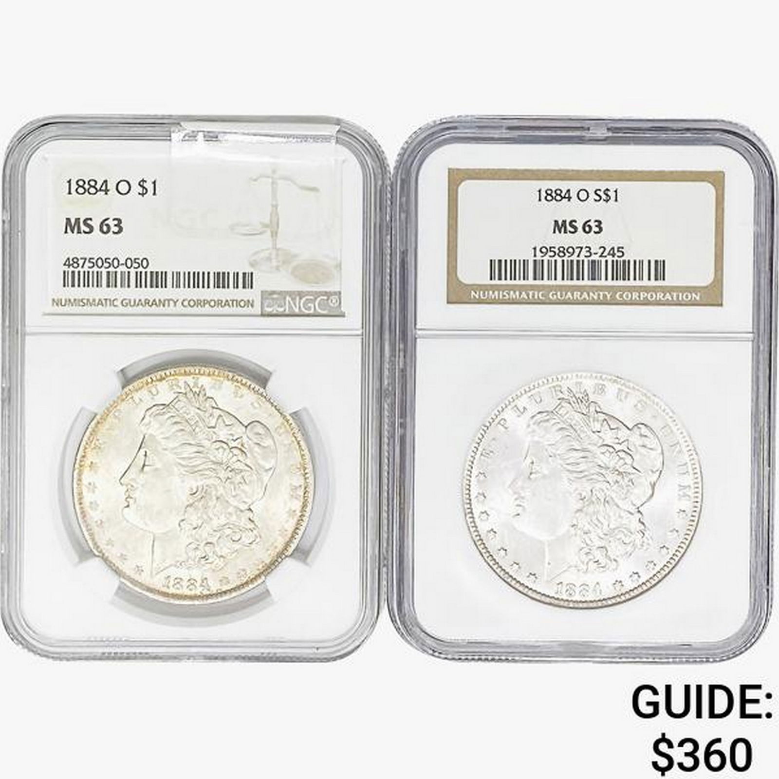 1884-O [2] Morgan Silver Dollar NGC MS63 (1 of 2)